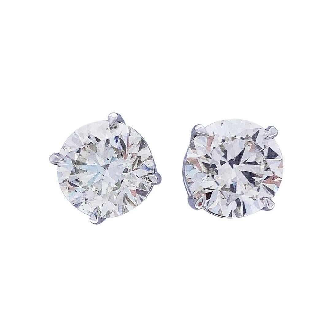 EGL Certified 2.45 Total Carat Weight Round Brilliant Diamond Stud