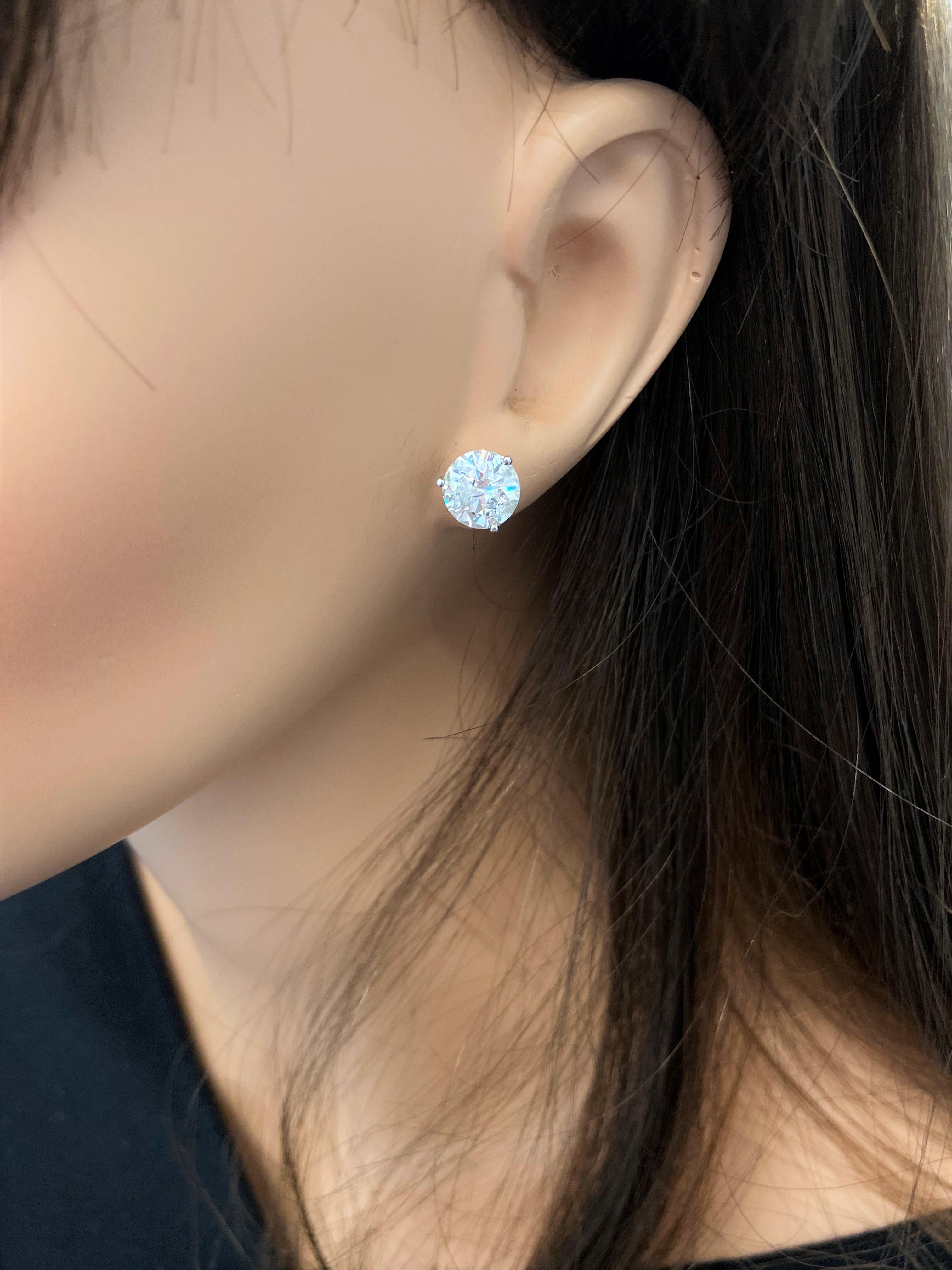 Contemporary EGL USA Certified 5.10 Carat Total Diamond Stud Earrings in 14 Karat White Gold