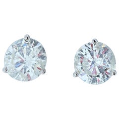 EGL USA Certified 5.10 Carat Total Diamond Stud Earrings in 14 Karat White Gold