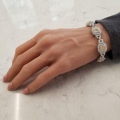 EGL USA zertifiziert 7,73 Karat insgesamt Cushion Cut gelben Diamant-Armband in 18K