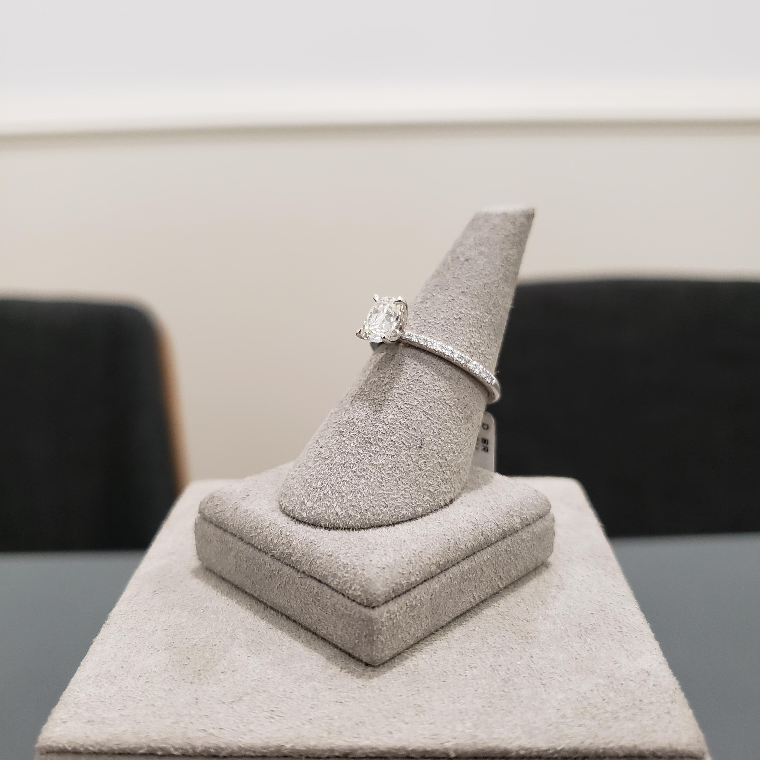 Roman Malakov EGL Certified 1.10 Carats Cushion Cut Diamond Pave Engagement Ring For Sale 1