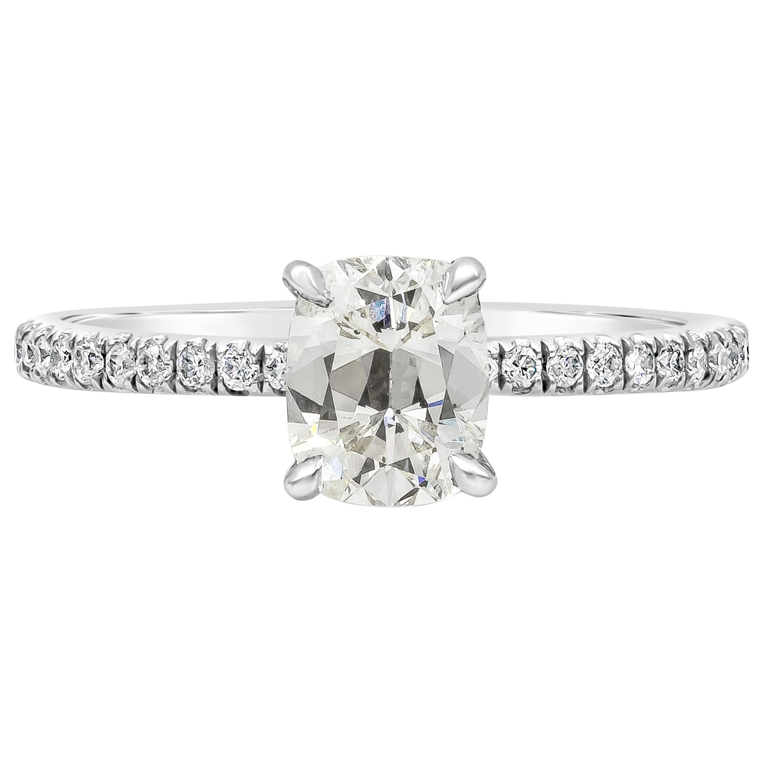 Roman Malakov EGL Certified 1.10 Carats Cushion Cut Diamond Pave Engagement Ring
