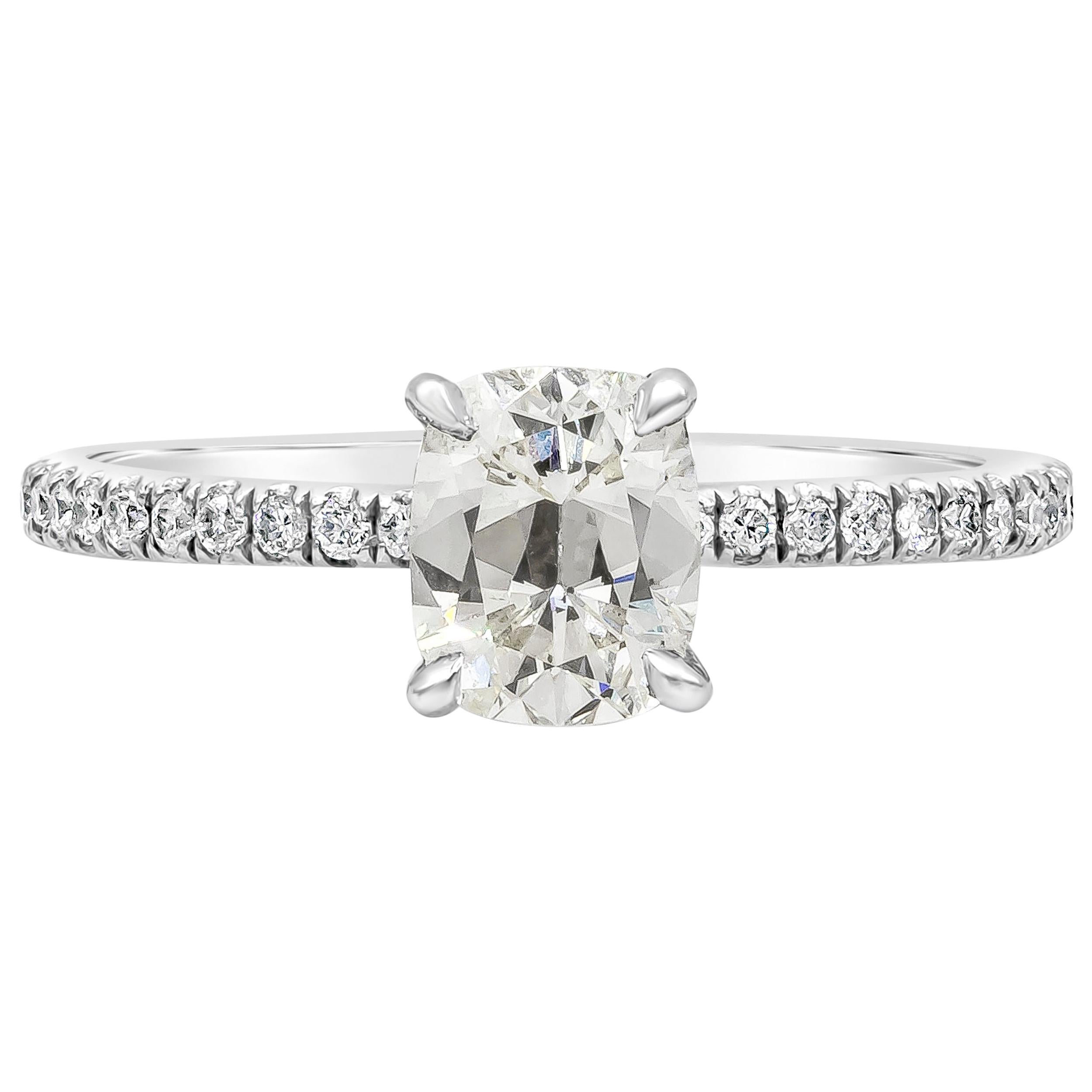 Roman Malakov Verlobungsring aus Platin mit 1,10 Karat Diamant im Kissenschliff im Angebot