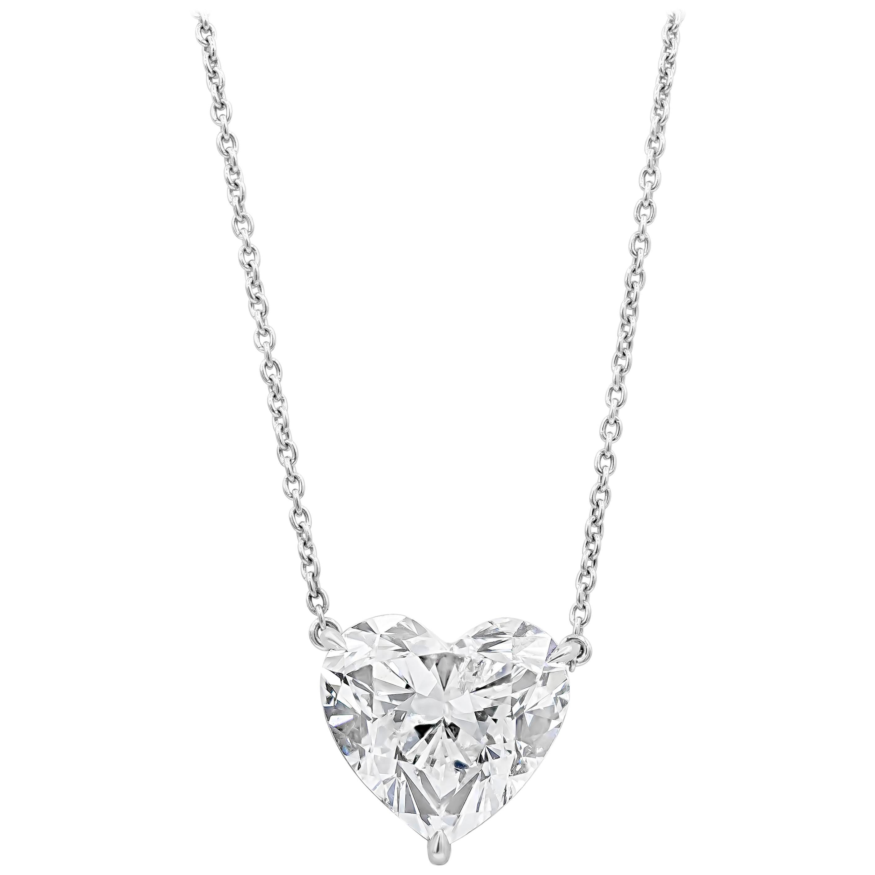 EGL USA Certified Heart Shape Diamond Solitaire Pendant Necklace