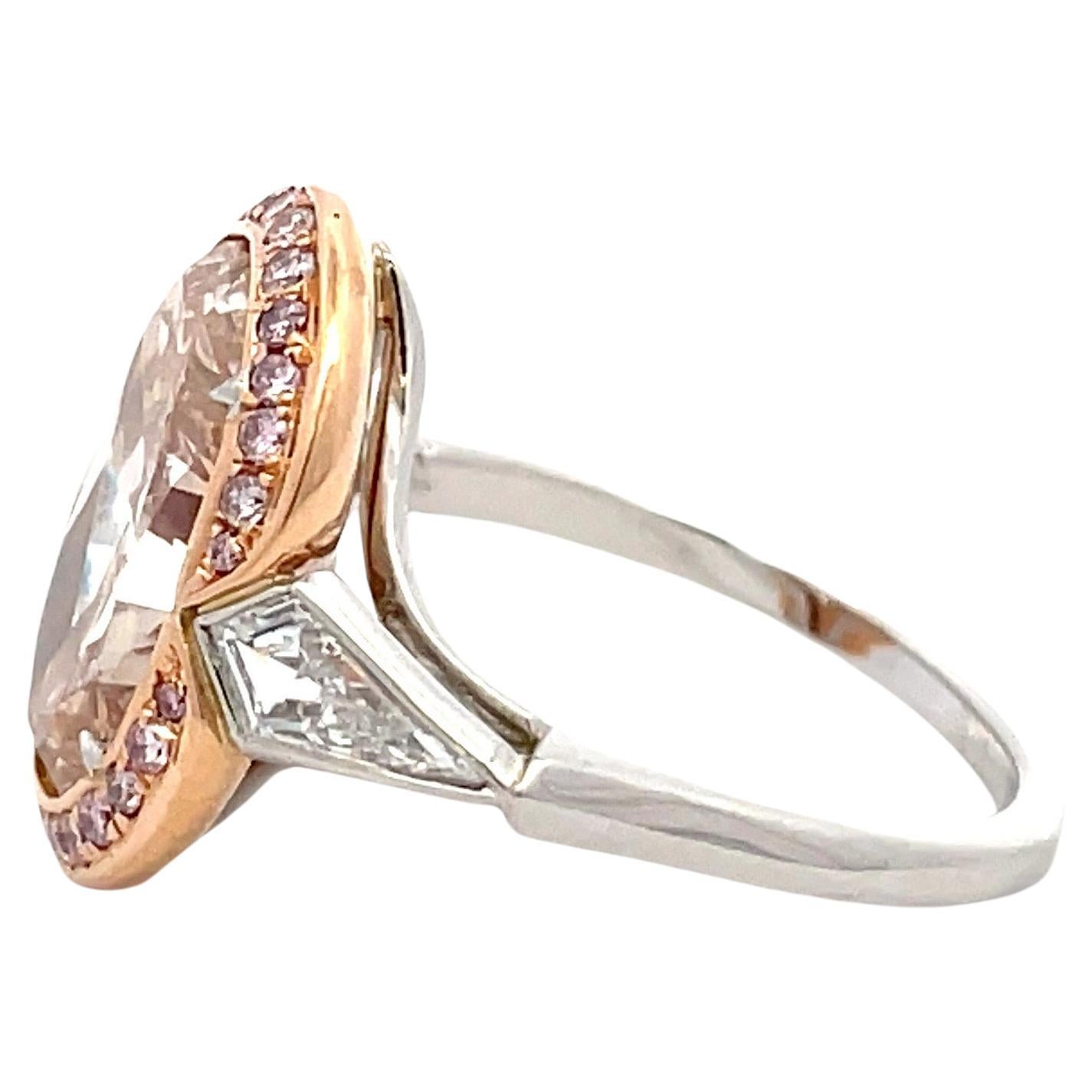 Contemporary EGL USA Certified Oval Fancy Pinkish Brown Halo Diamond Ring 5.72 CTTW Platinum For Sale