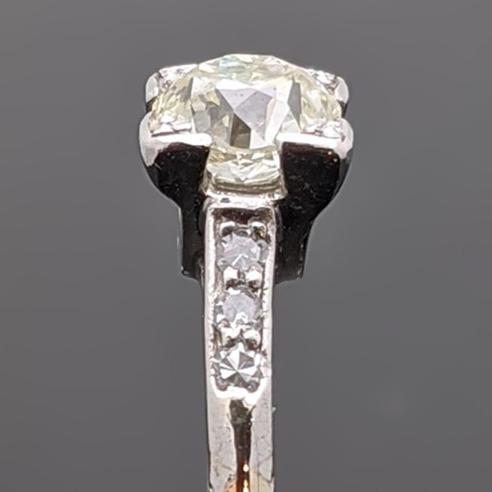 EGL USA Certified Vintage Edwardian-Era Platinum 0.76 Carat Diamond Ring In Fair Condition For Sale In Los Angeles, CA