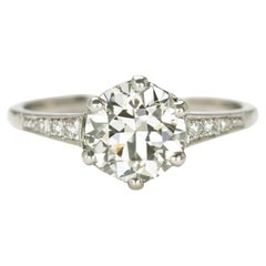 EGL Vintage 1.70 Carat Old Transitional Cut Diamond Platinum Engagement Ring