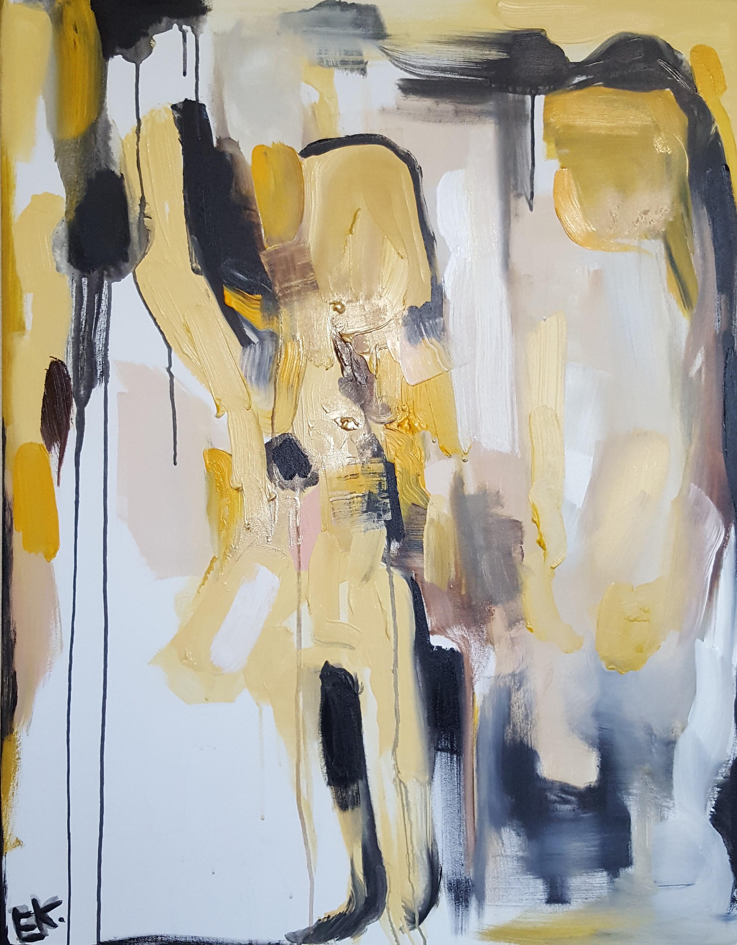 Egle Karlonaite Abstract Painting - "Today I Am Going Yellow"