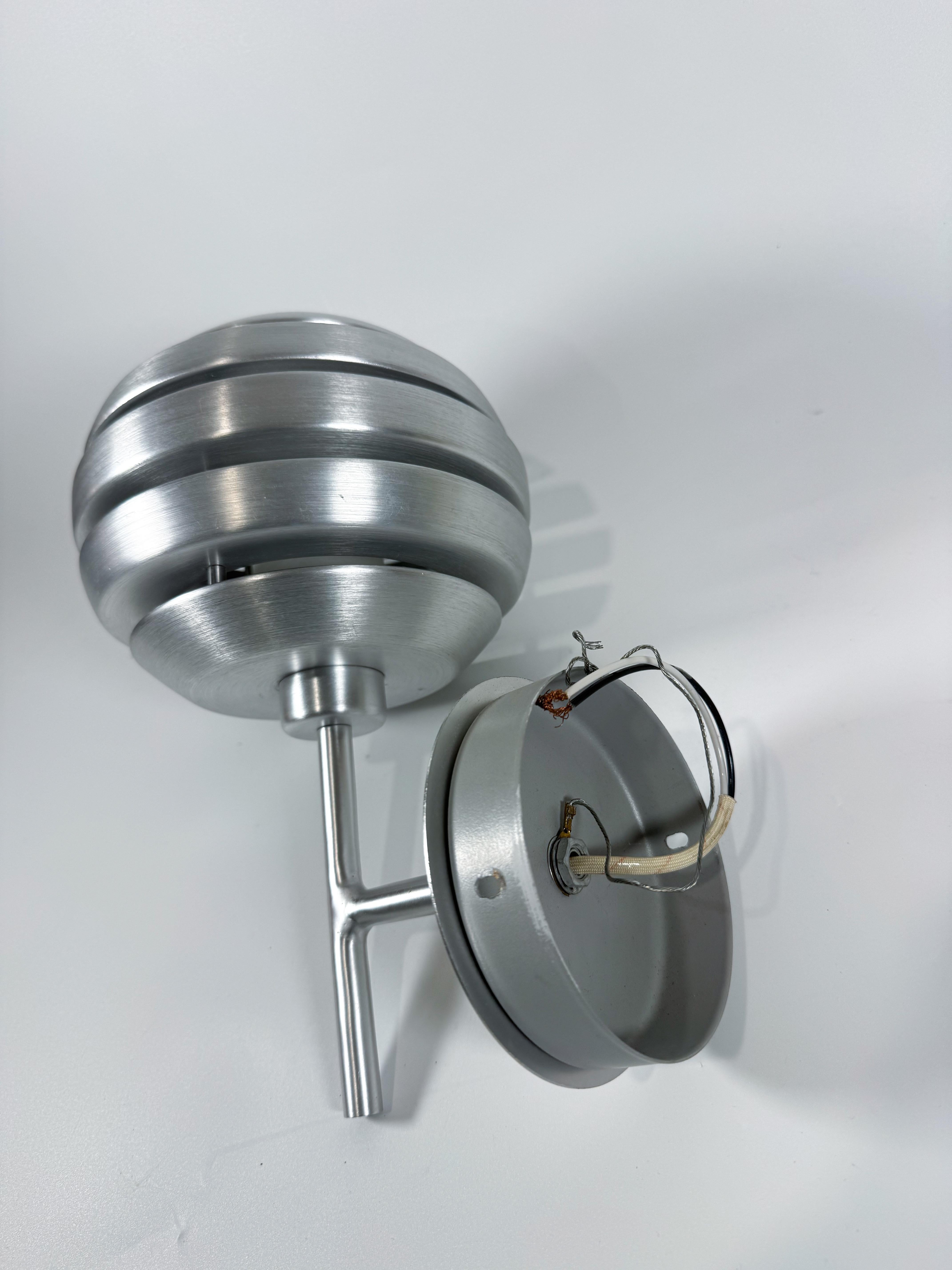 Eglo “Mercur” Brushed Aluminum Space Age Wall Light Sconce, Austria For Sale 5