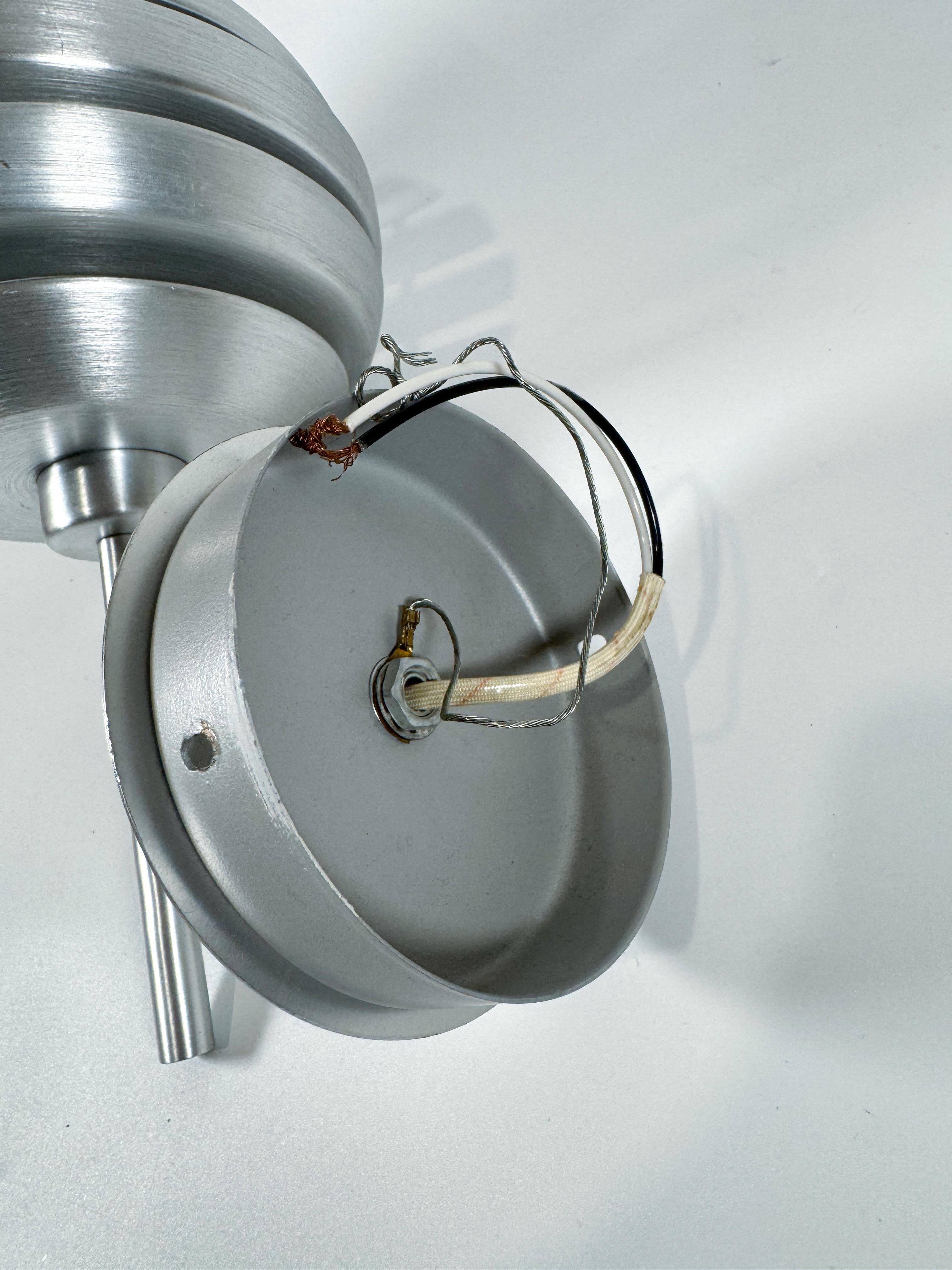 Eglo “Mercur” Brushed Aluminum Space Age Wall Light Sconce, Austria For Sale 6