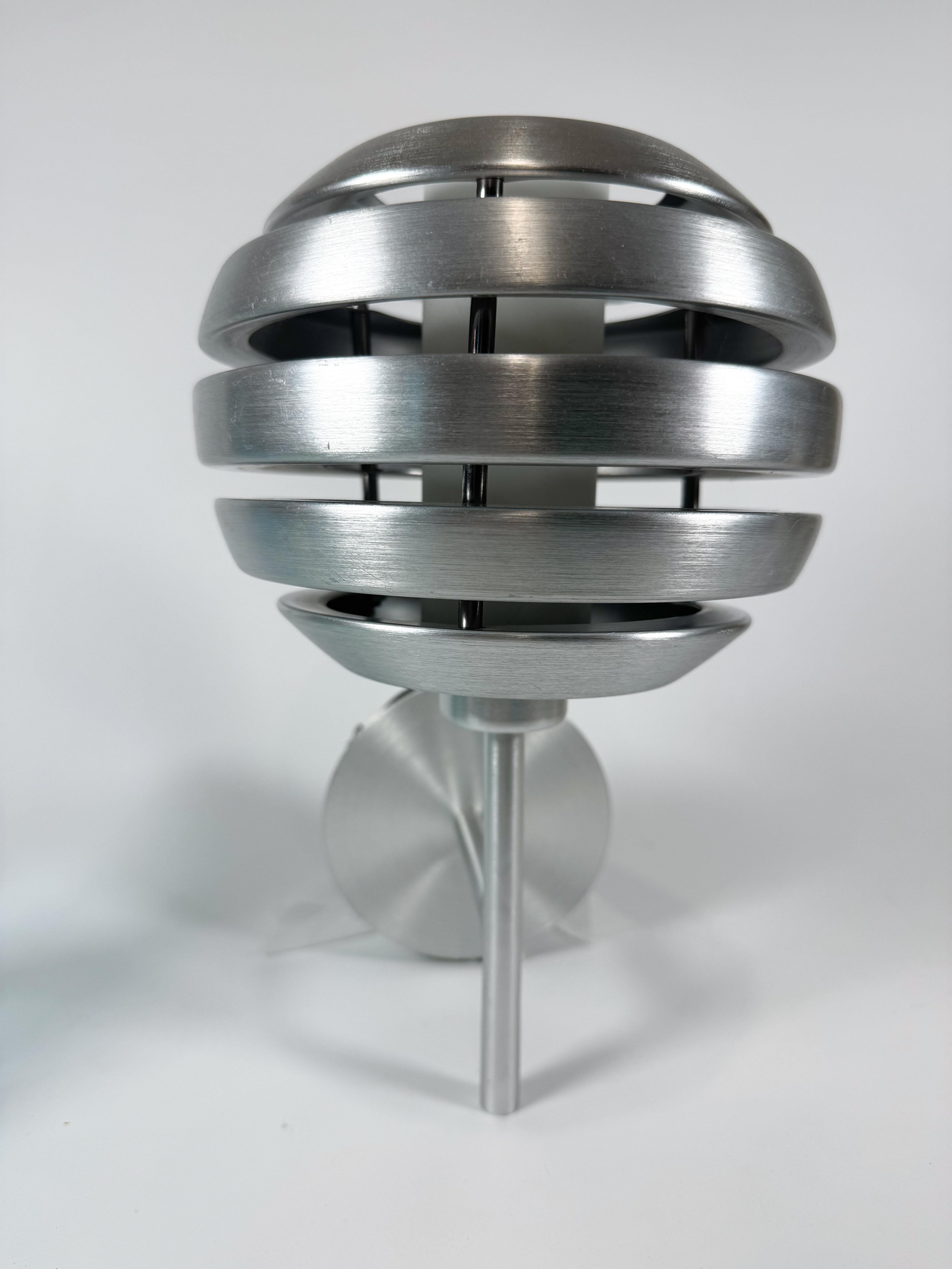 Austrian Eglo “Mercur” Brushed Aluminum Space Age Wall Light Sconce, Austria For Sale