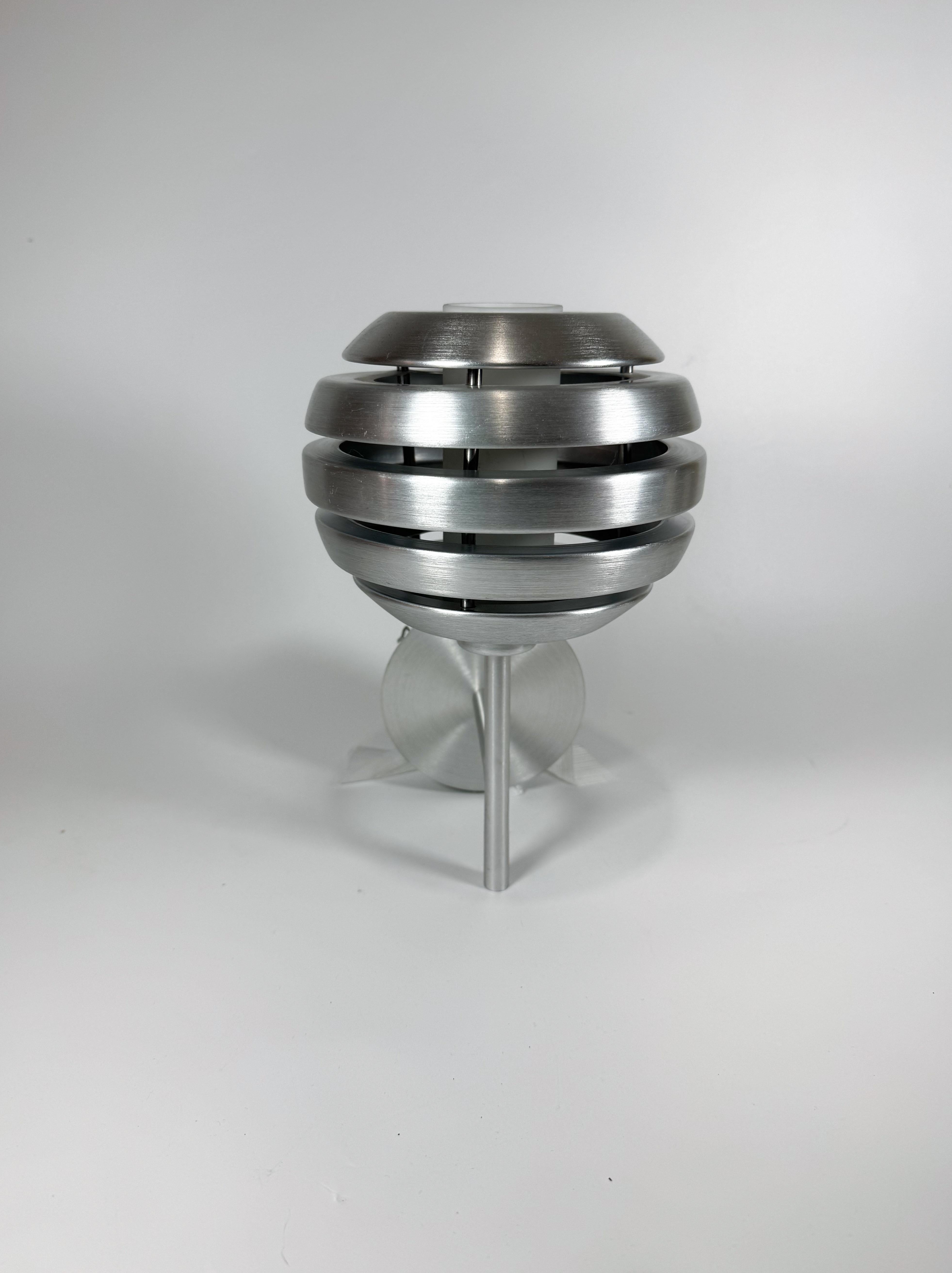 Eglo “Mercur” Brushed Aluminum Space Age Wall Light Sconce, Austria In Good Condition For Sale In Toronto, CA