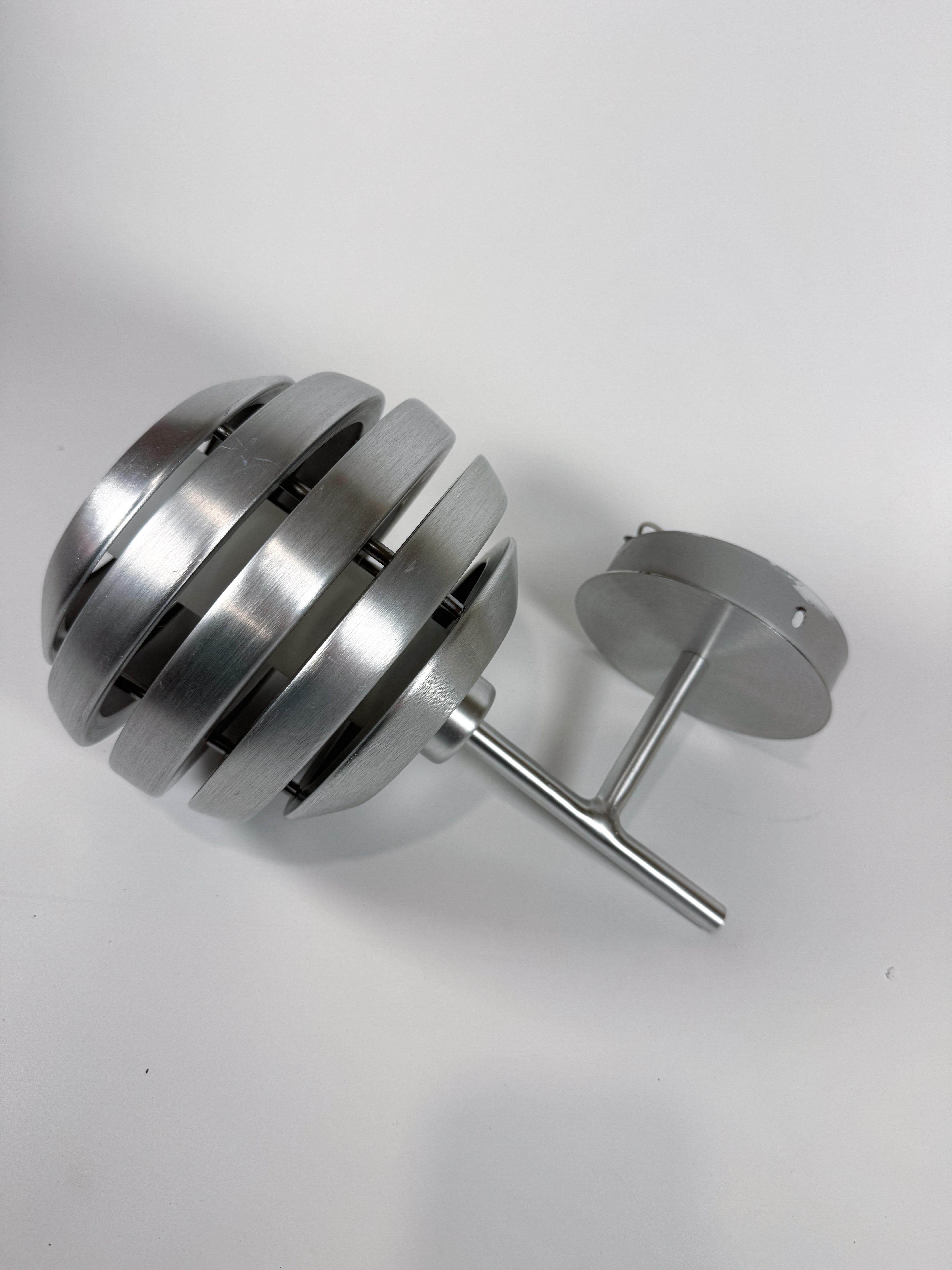 Eglo “Mercur” Brushed Aluminum Space Age Wall Light Sconce, Austria For Sale 1