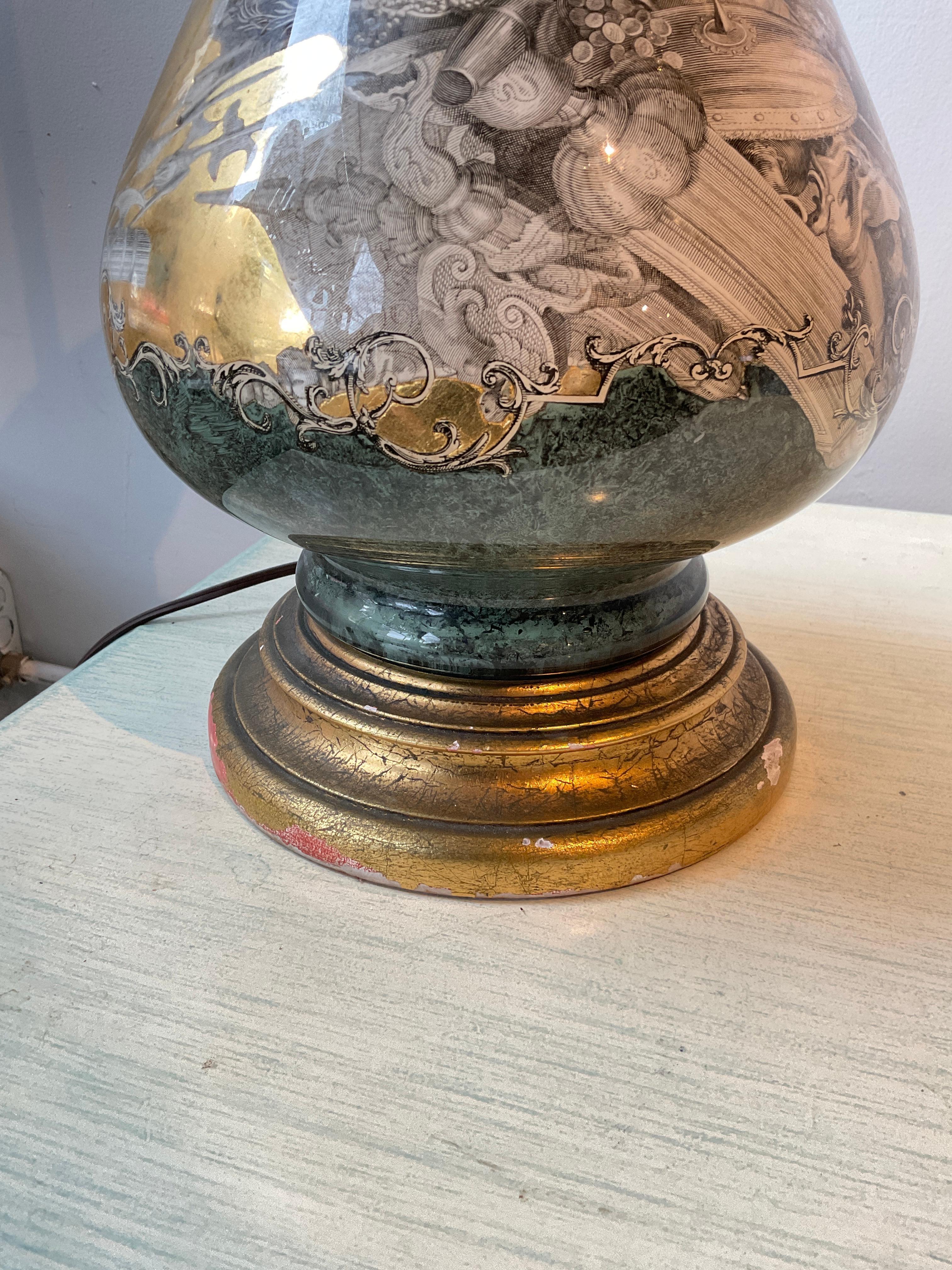 Eglomise  Klassische italienische Lampe aus den 1950er Jahren im Angebot 5