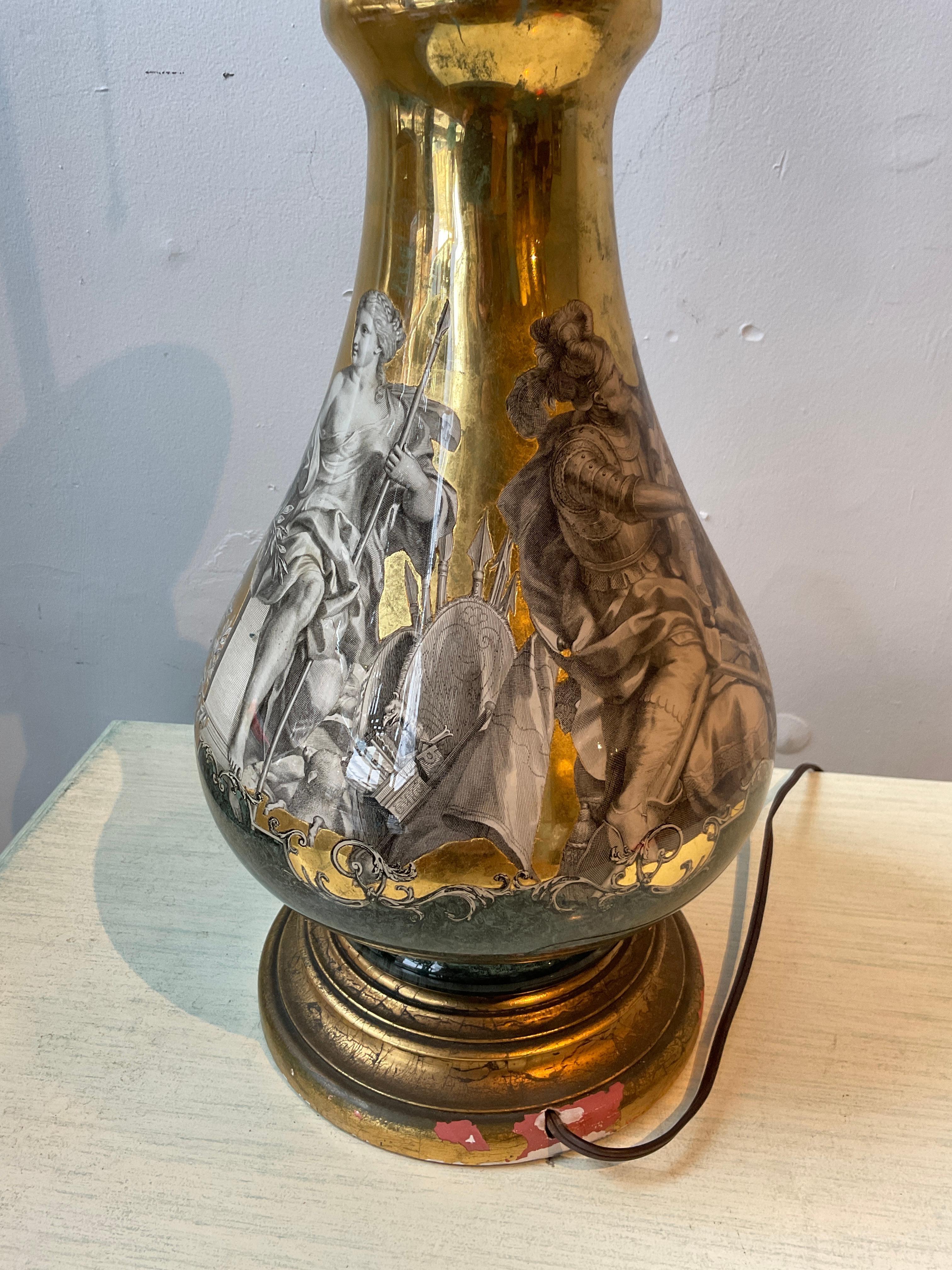 Eglomise  1950s Italian Classical Lamp For Sale 1