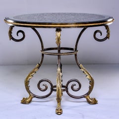 Eglomise and Iron Neoclassical Center Table with Gilded Bronze Dolphin Feet