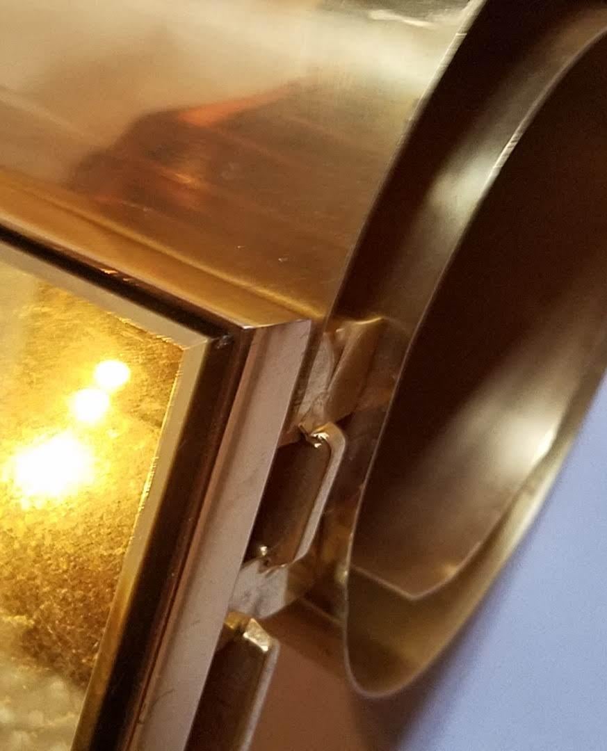 Eglomise Table basse en laiton feuille d'or et verre New York 1970 en vente 6