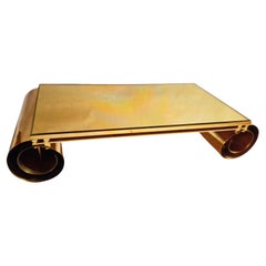 Tavolino da caffè cinese con piano in vetro in ottone a foglia d'oro Eglomise New York anni '70
