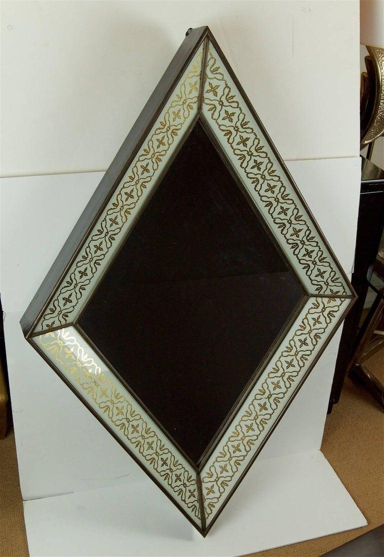 Églomisé French Art Deco Diamond Form Mirror In Good Condition In Stamford, CT