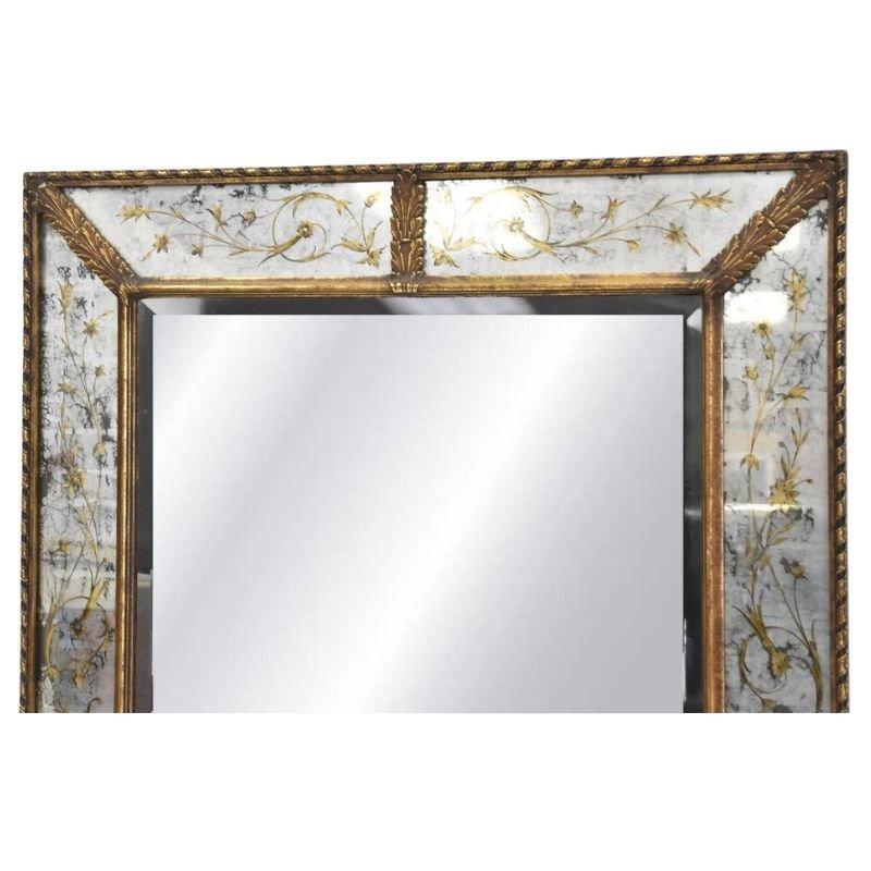 Eglomise Gilt Detail and Painted Mirror In Good Condition For Sale In Locust Valley, NY