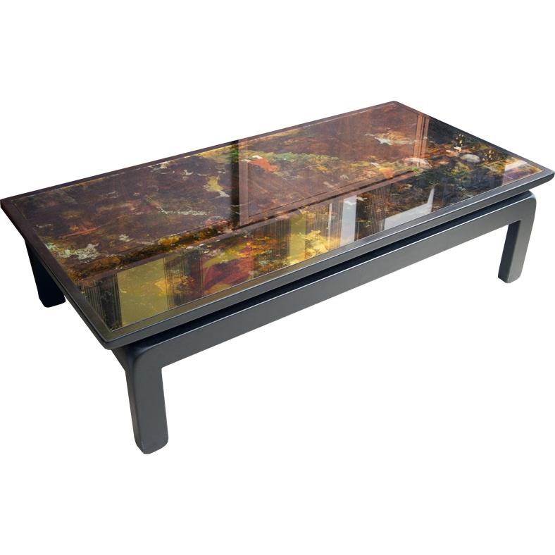 Églomisé Glass Coffee Table In Good Condition For Sale In West Palm Beach, FL