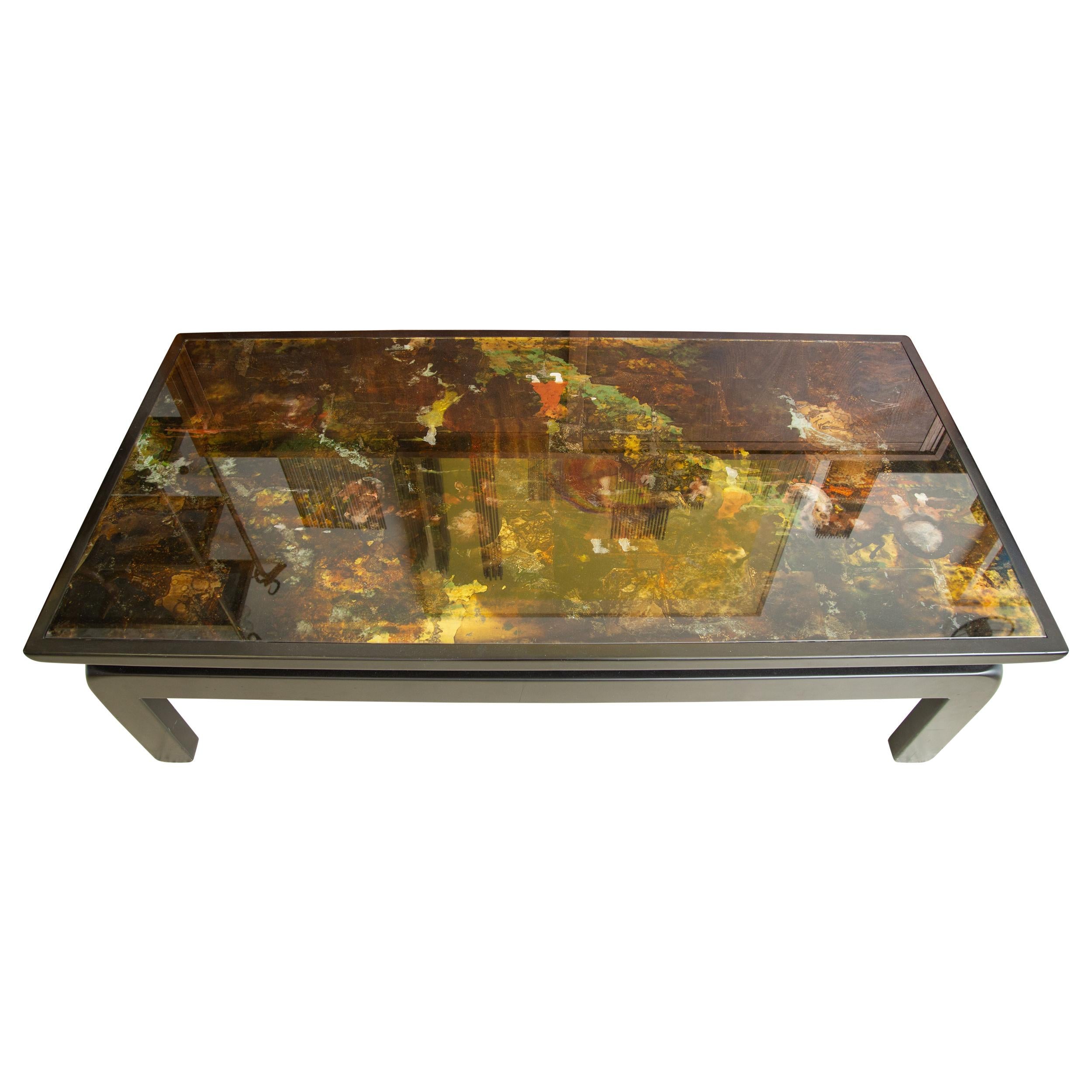 Églomisé Glass Coffee Table For Sale