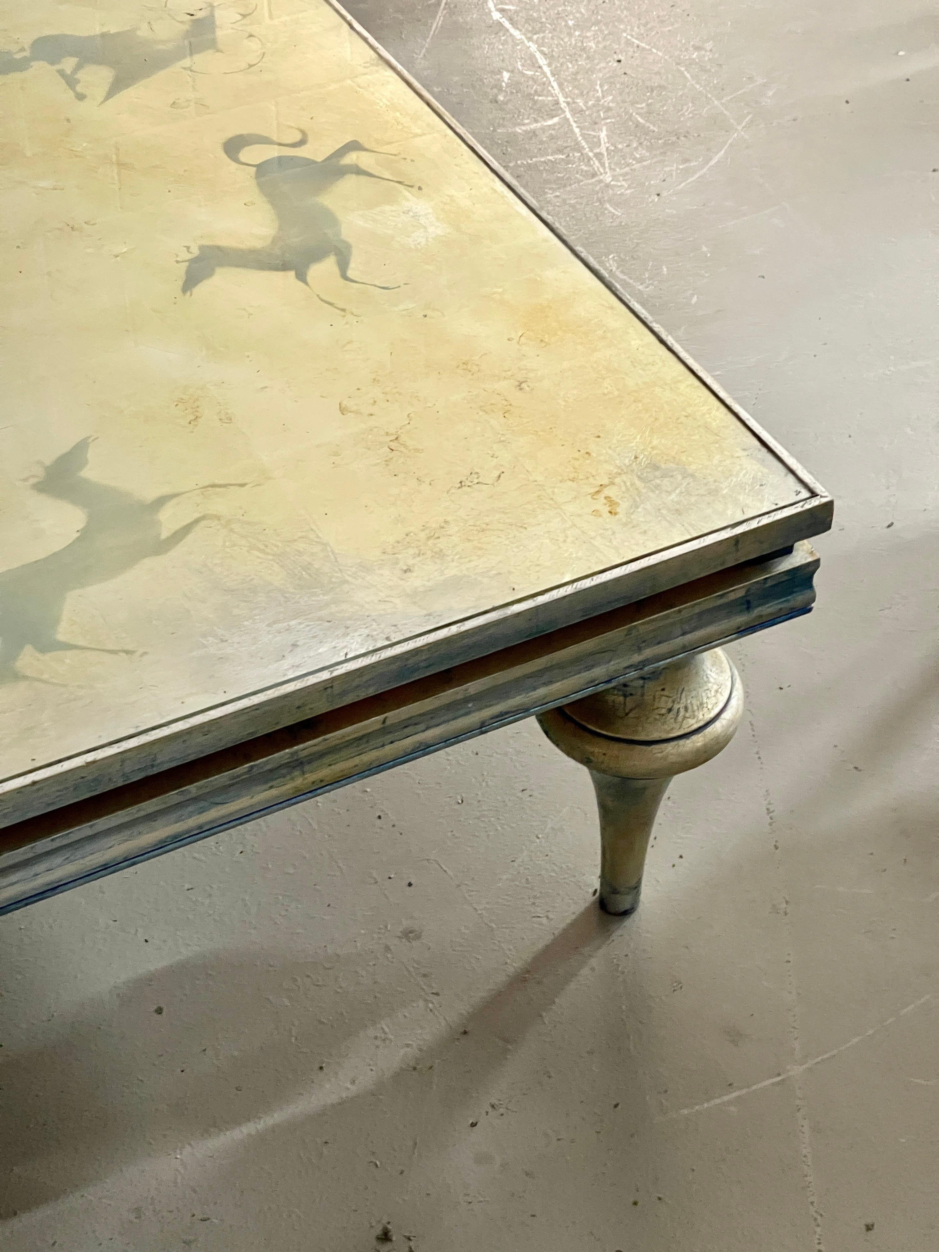 Eglomise Horse & Chariots Silver Leaf Table 9