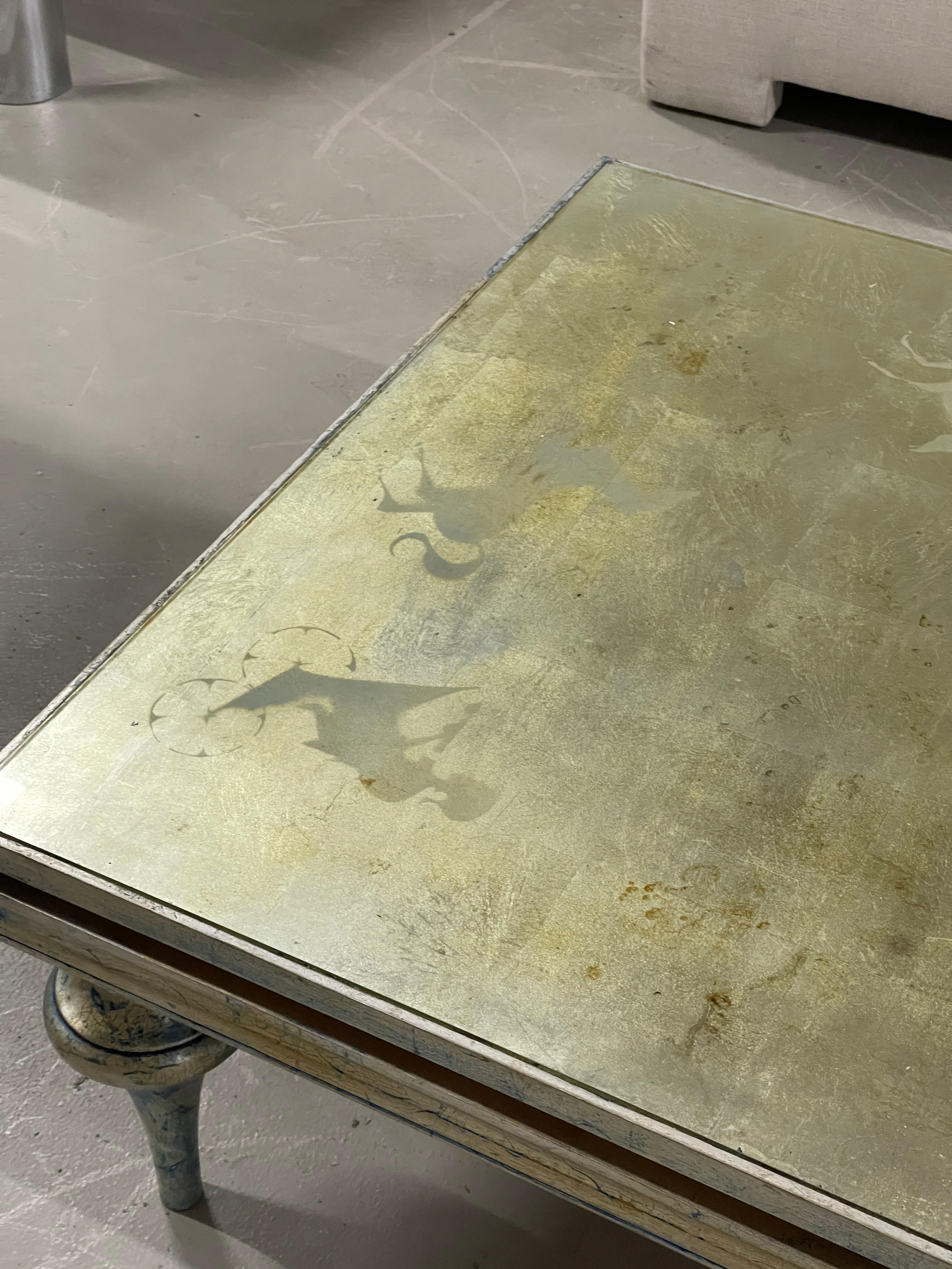 Italian Eglomise Horse & Chariots Silver Leaf Table