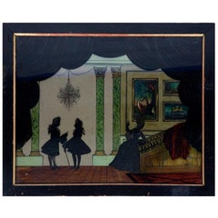 Eglomise Interior with Three Figures, circa 1850