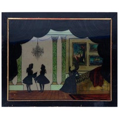 Églomisé Interior with Three Figures, circa 1850