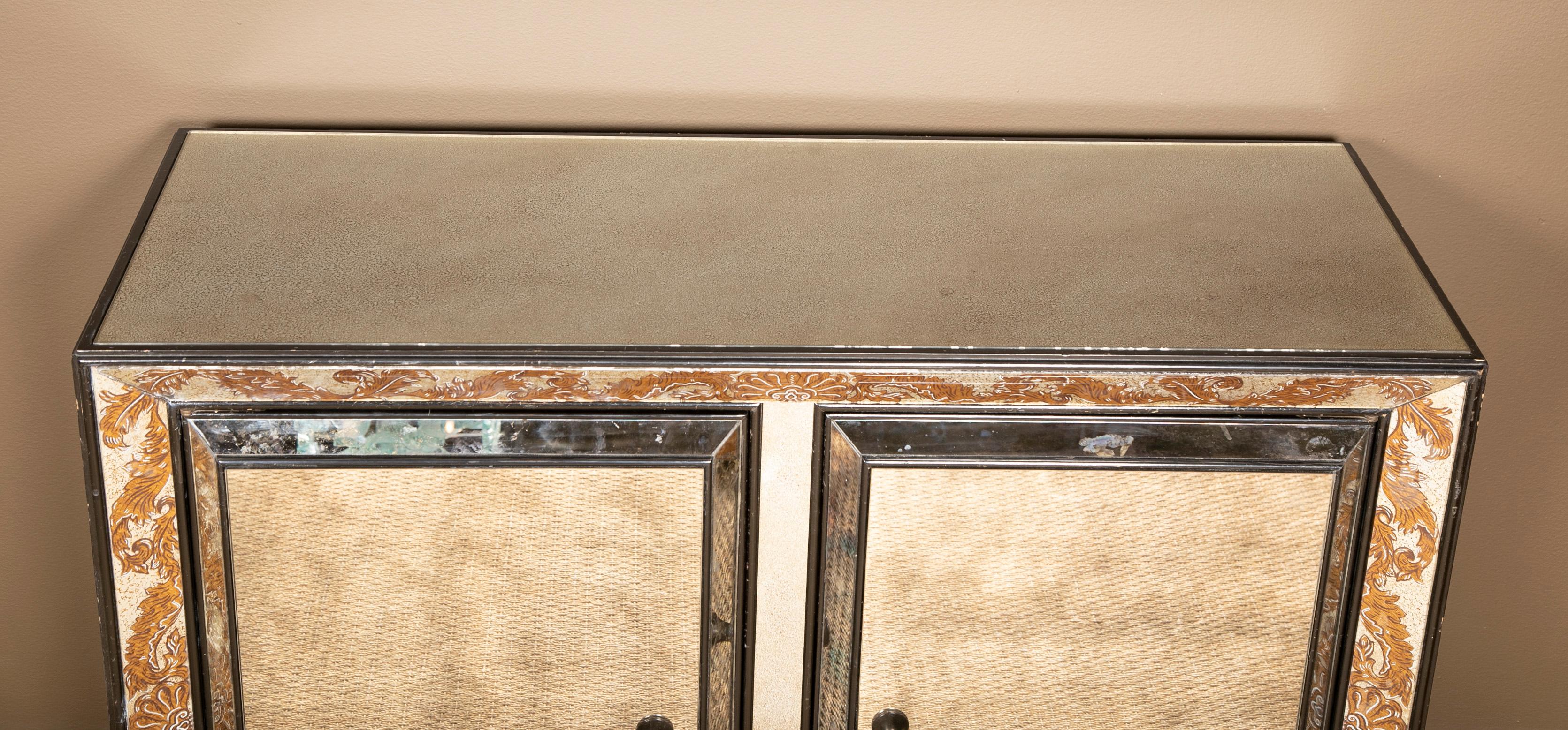 Mid-Century Modern Églomisé Mirrored Cabinet by James Mont