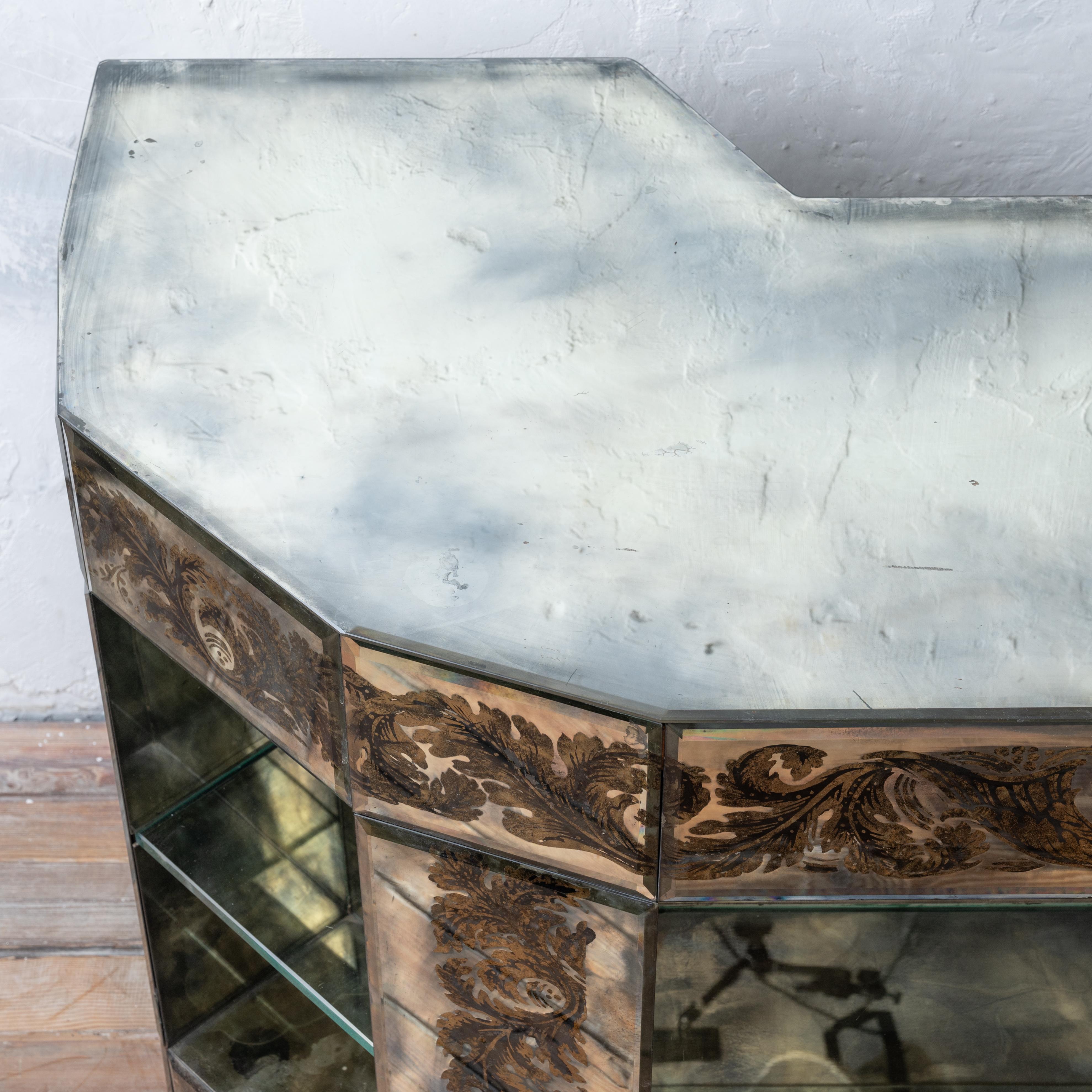 Francese Scrivania con specchio Eglomise, Maison Jansen in vendita