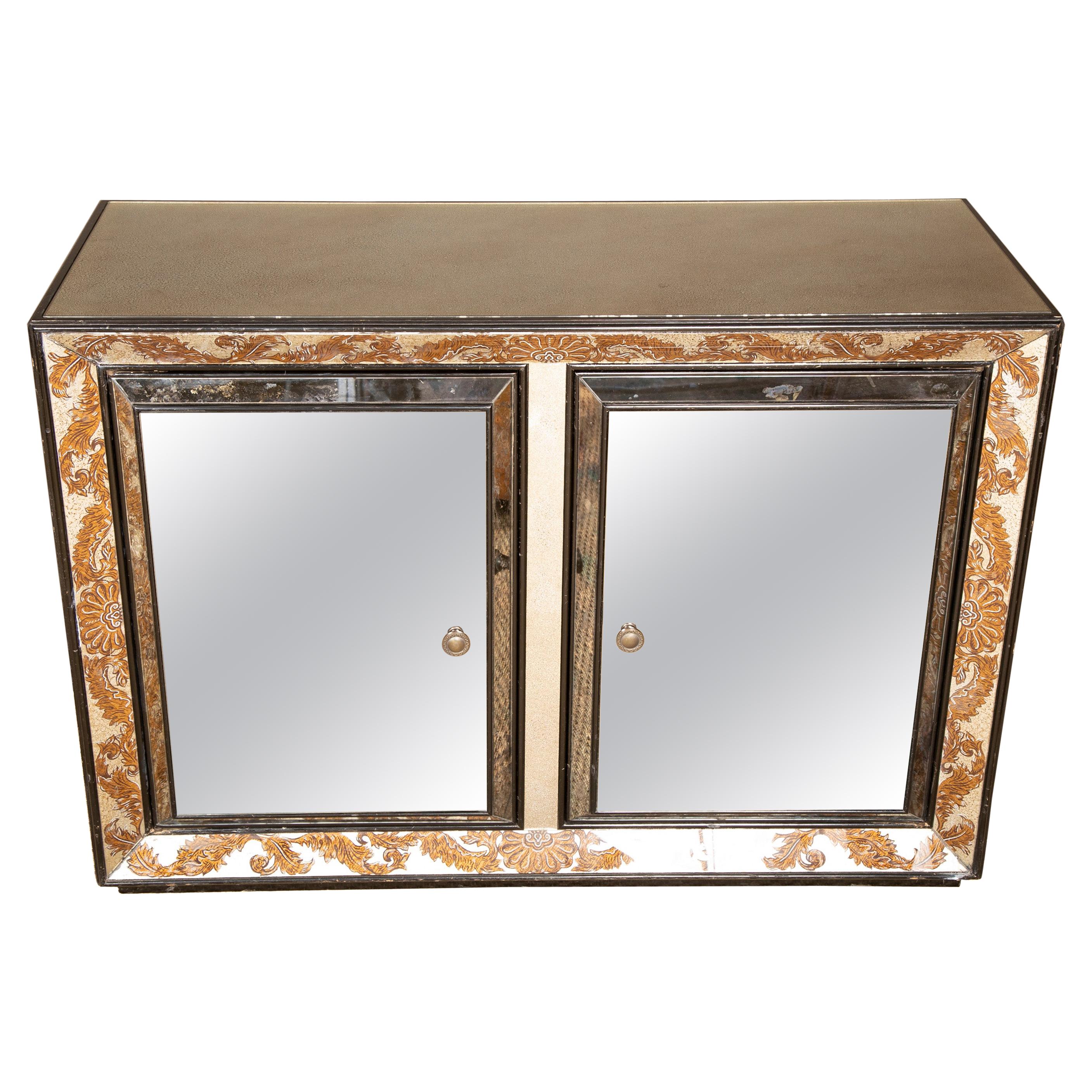 Églomisé Mirrored Cabinet by James Mont