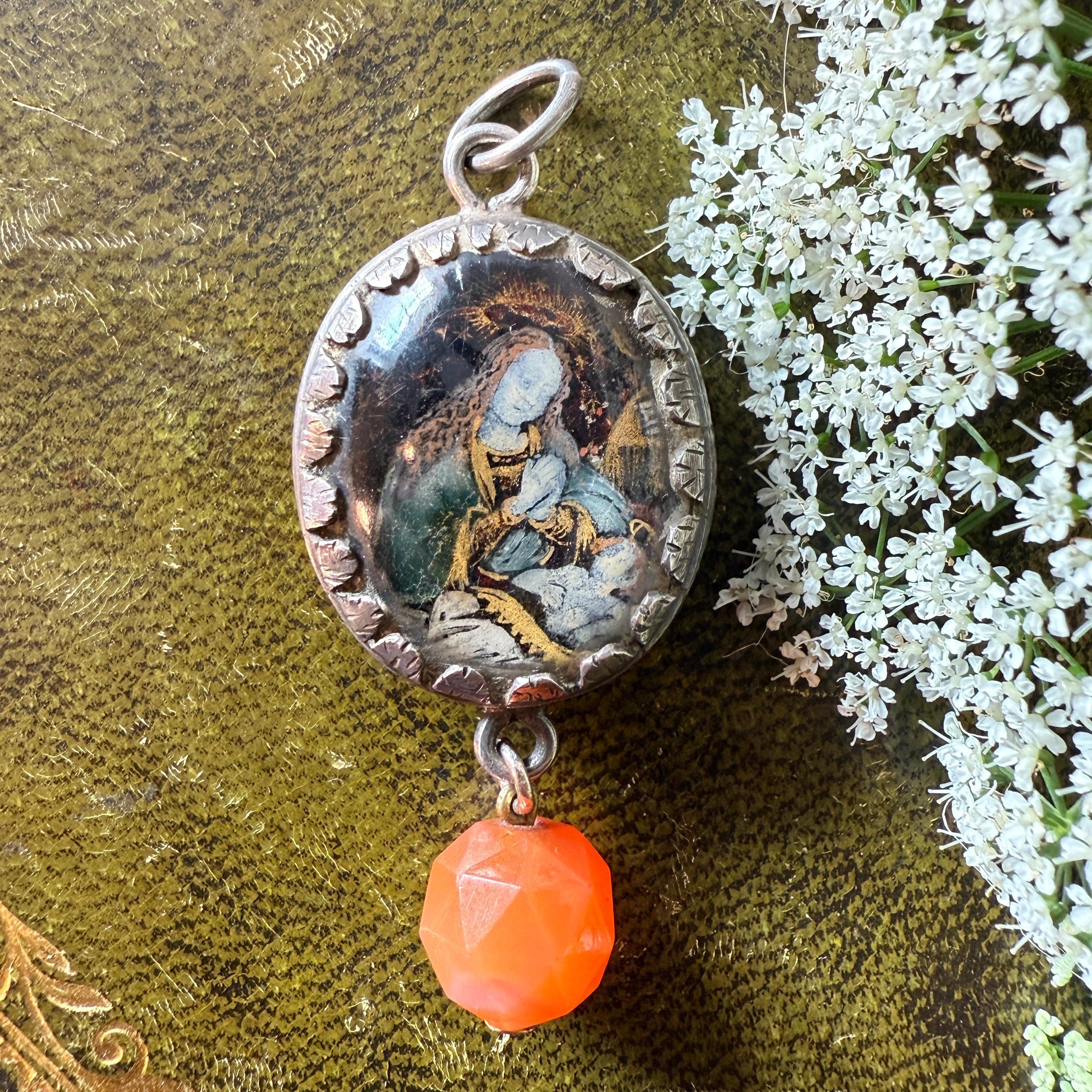 Eglomisé Pendant of the Virgin and Child with Reliquary. Spanish, 17th century For Sale 7