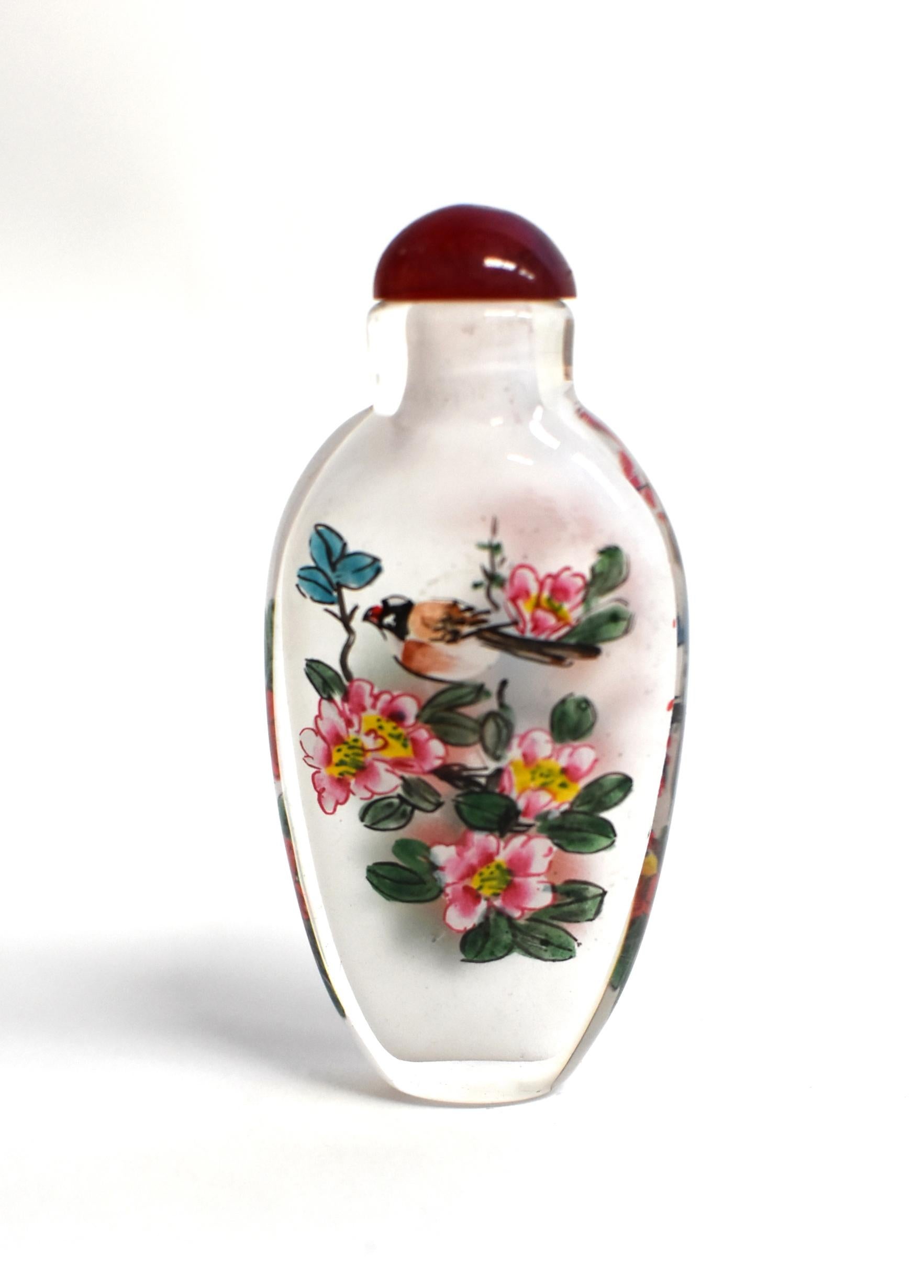 Églomisé Reverse Painted Snuff Bottles Set of Five Flowers and Birds 6