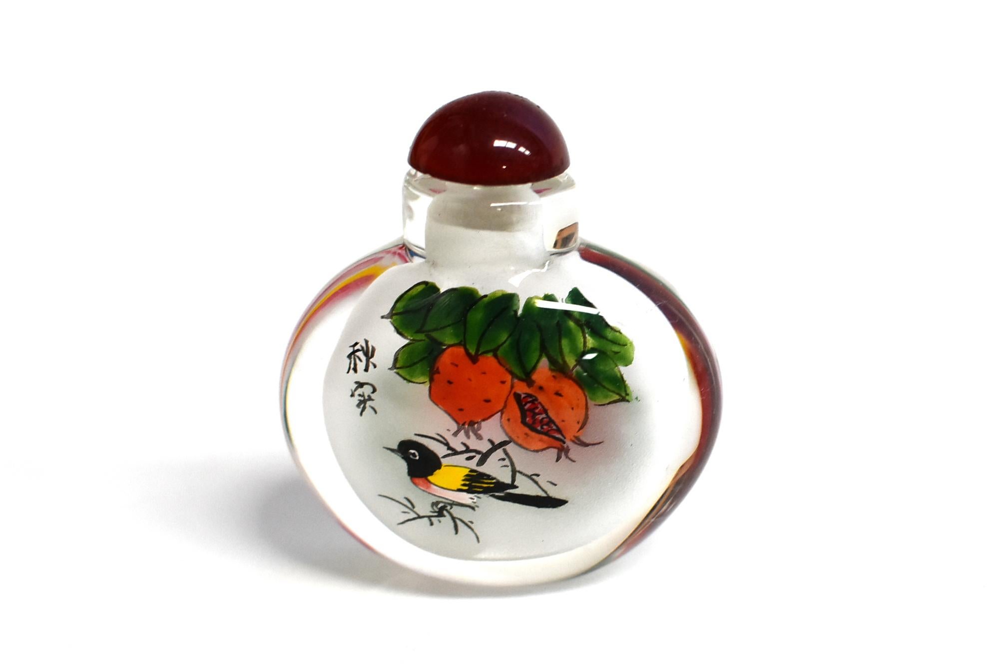 Églomisé Reverse Painted Snuff Bottles Set of Five Flowers and Birds 12