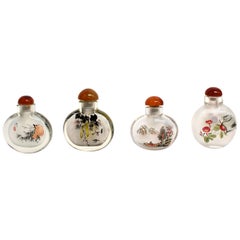 Églomisé Reverse Painted Snuff Bottles Set of Four Country Life