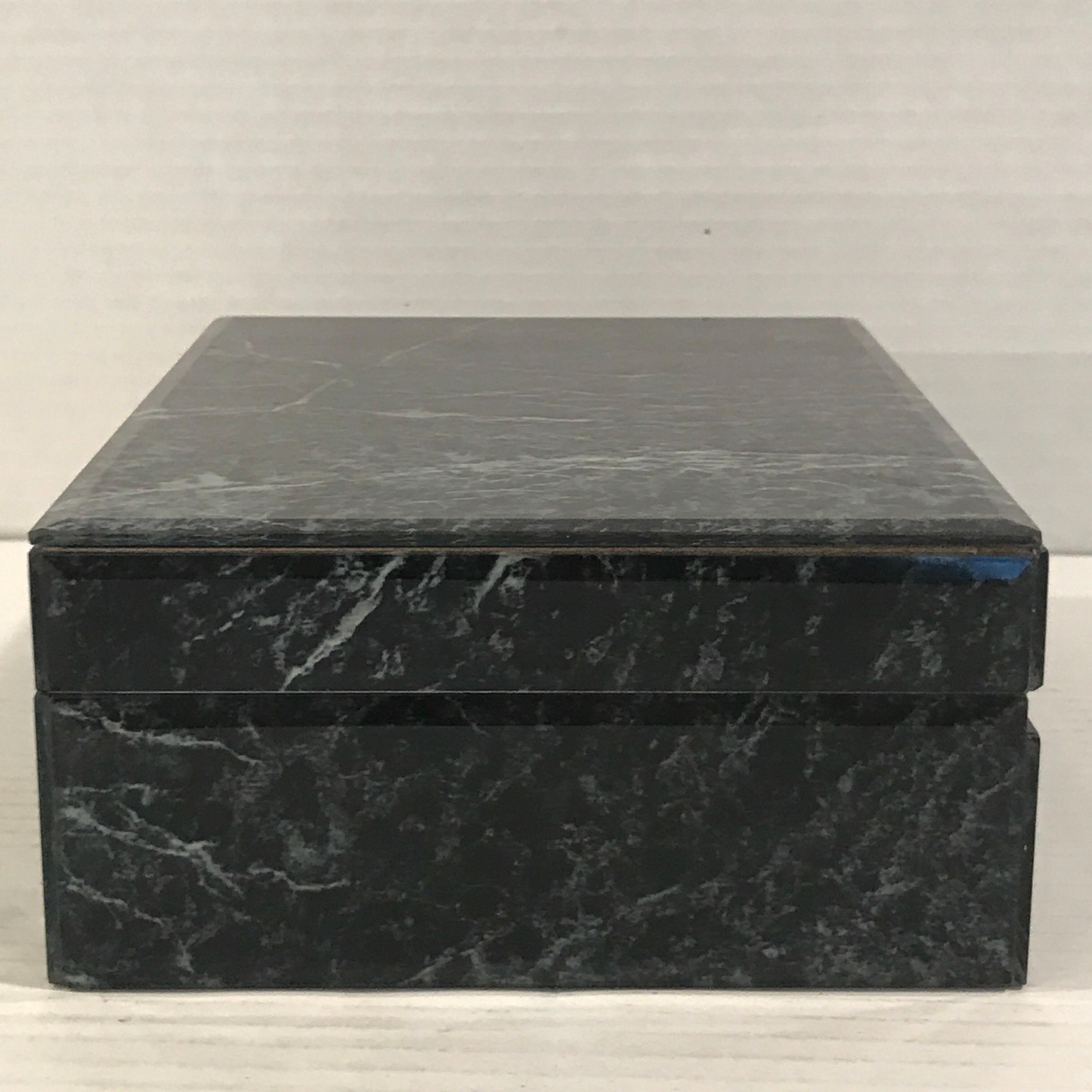20th Century Églomisé Verdigris Marble Table Box For Sale