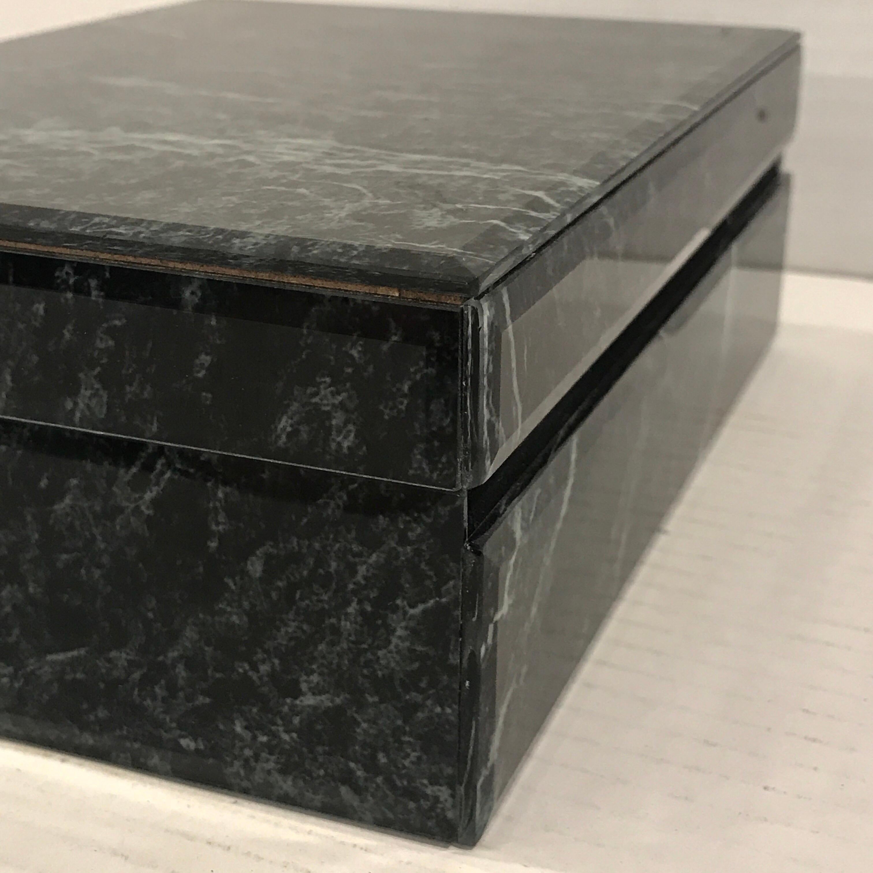 Églomisé Verdigris Marble Table Box For Sale 1