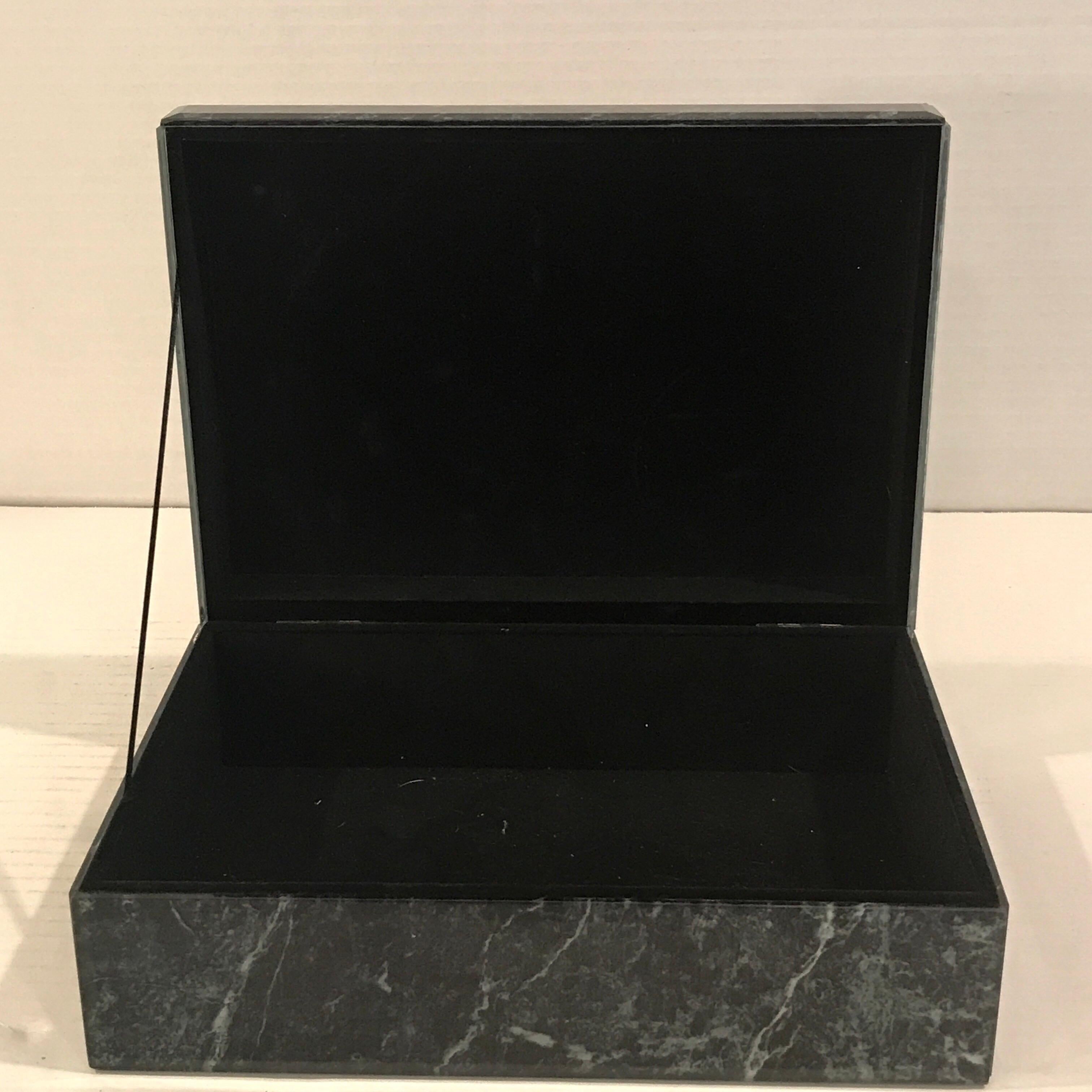 Églomisé Verdigris Marble Table Box For Sale 2