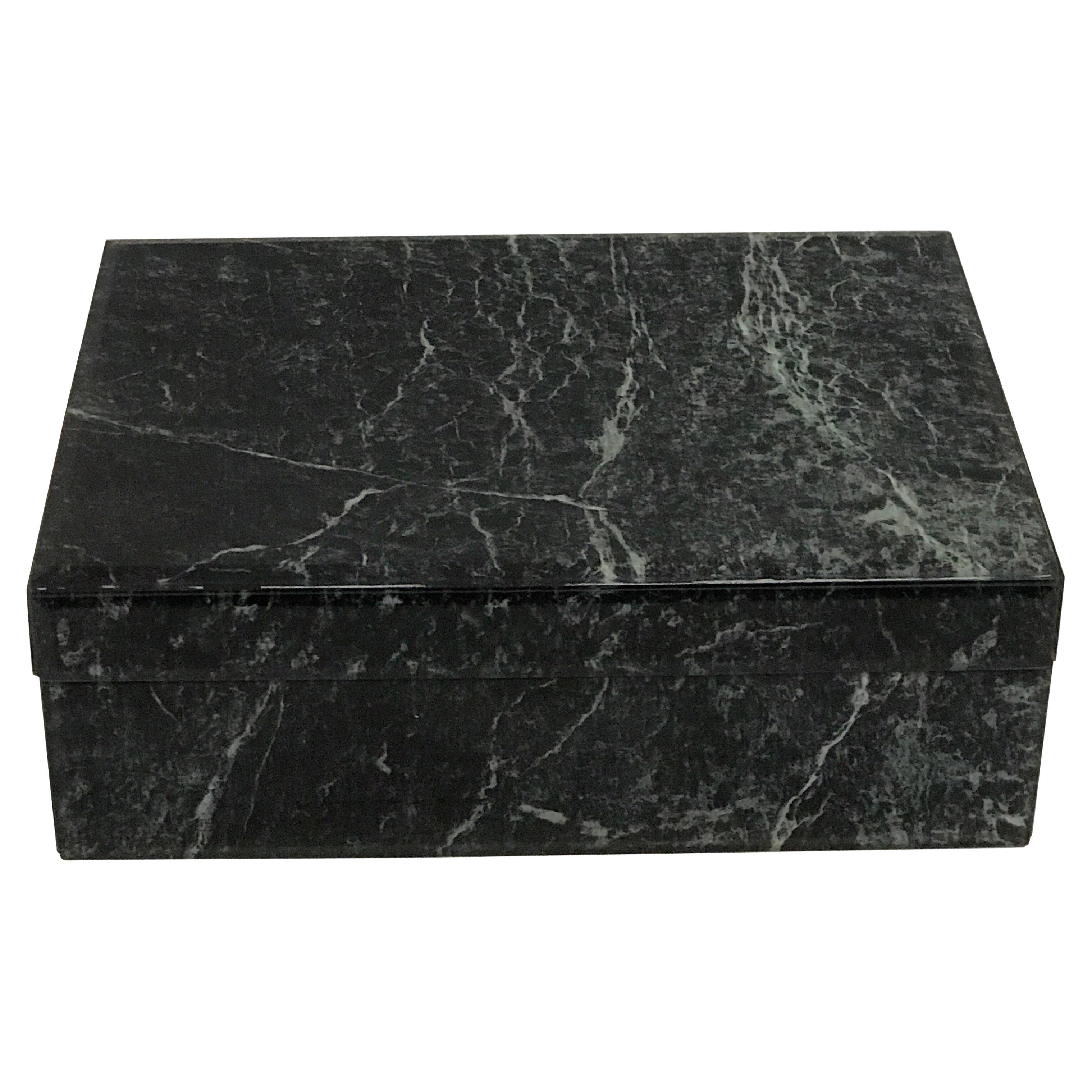Églomisé Verdigris Marble Table Box For Sale