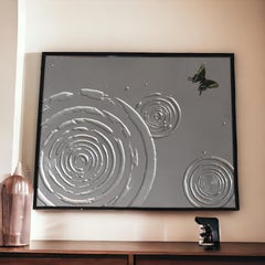 eglomised glass with butterfly and water ripples