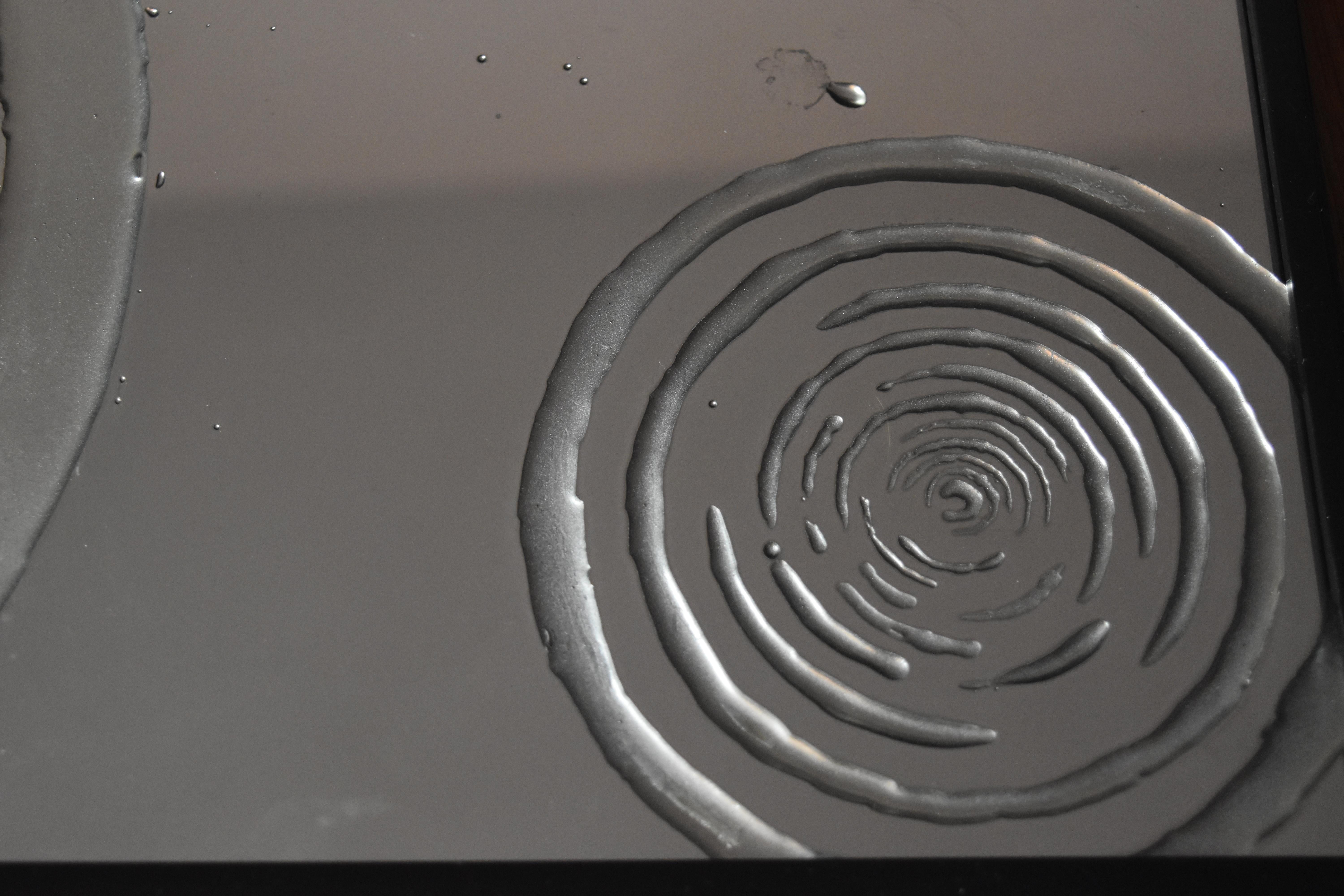 Glass eglomised glass with butterfly and water ripples For Sale