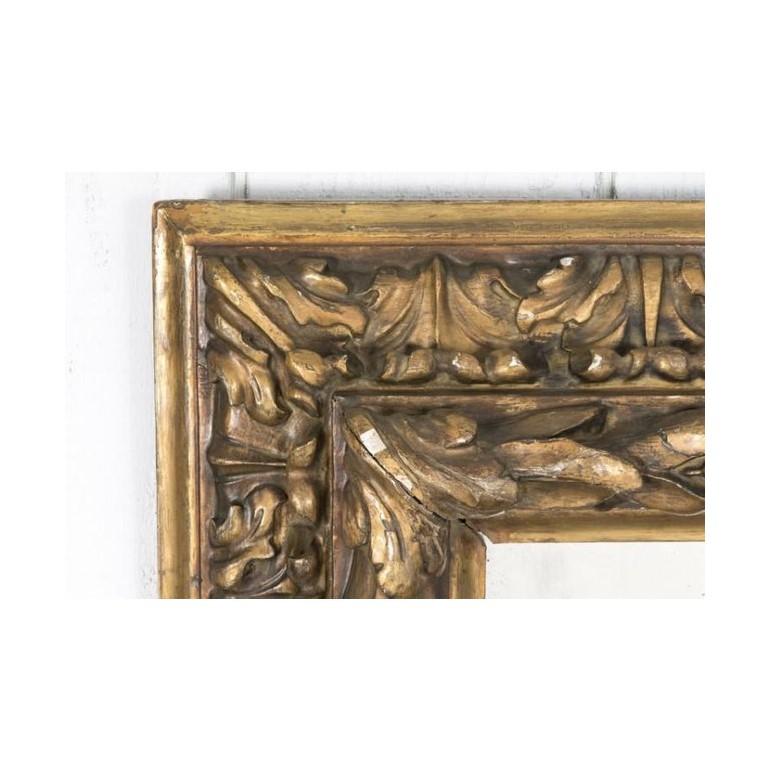 Gilt Antique French Eglomise Mirror with Gilded Leaves Frame For Sale