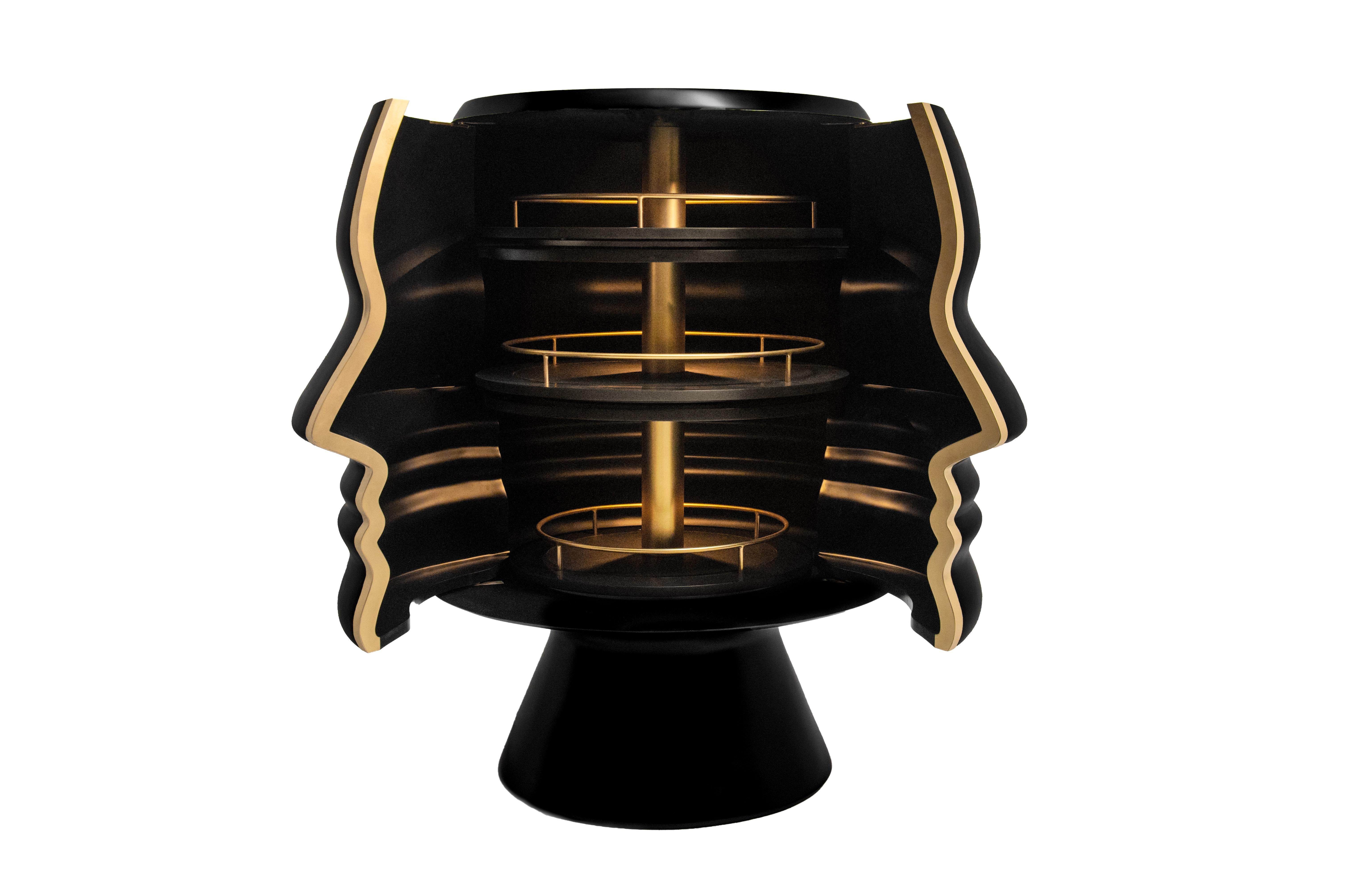 A head that stands out in a crowded room, Ego is not just any cabinet, it’s the one that introduces you to your alter Ego. Be free to live the life you do in the comfort of your mind. The beautiful black Ego Cabinet with gold trims gently outlines
