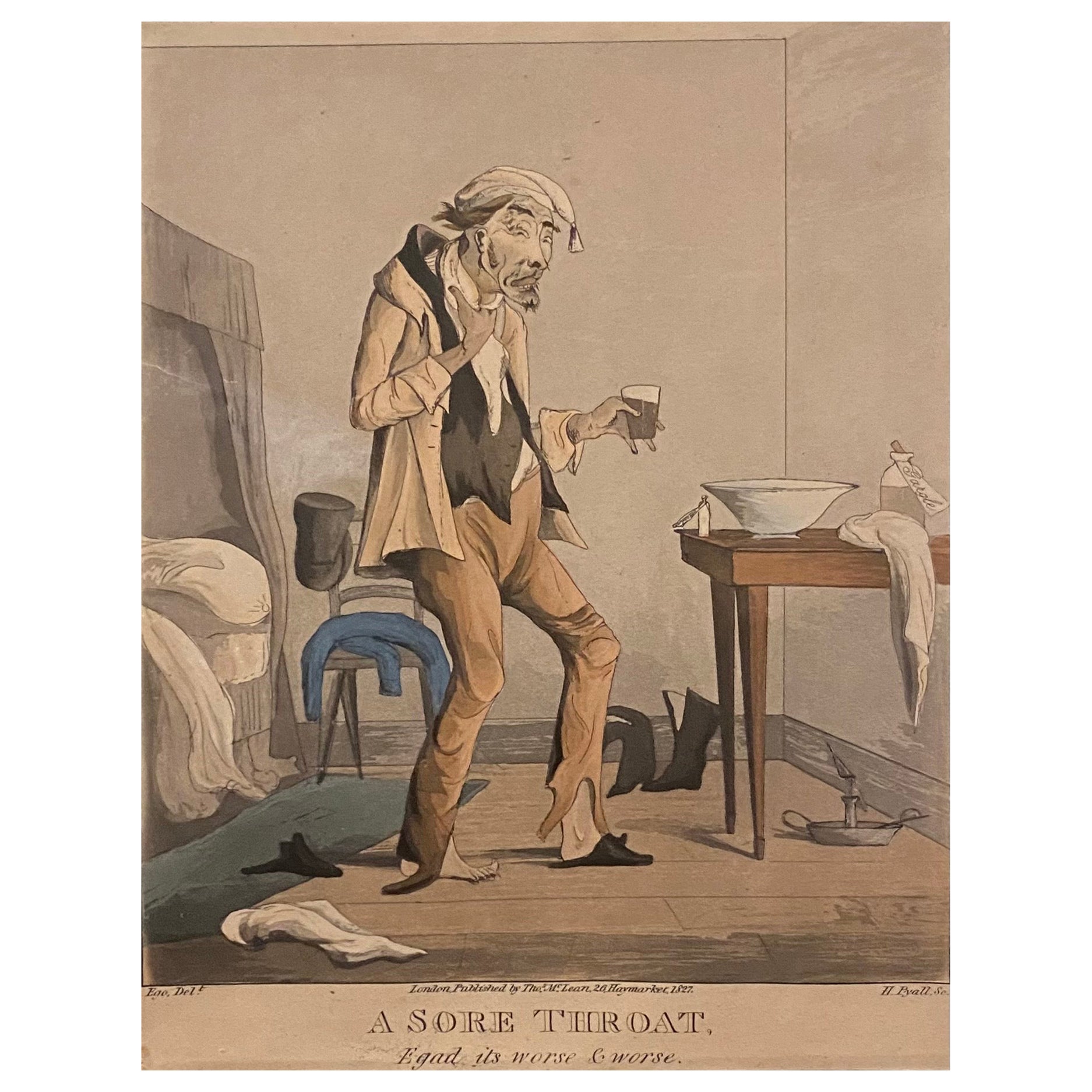 Ego (Egerton) - "Un dolor de garganta, 
Egad, es peor y peor
" Londres 1827 en venta