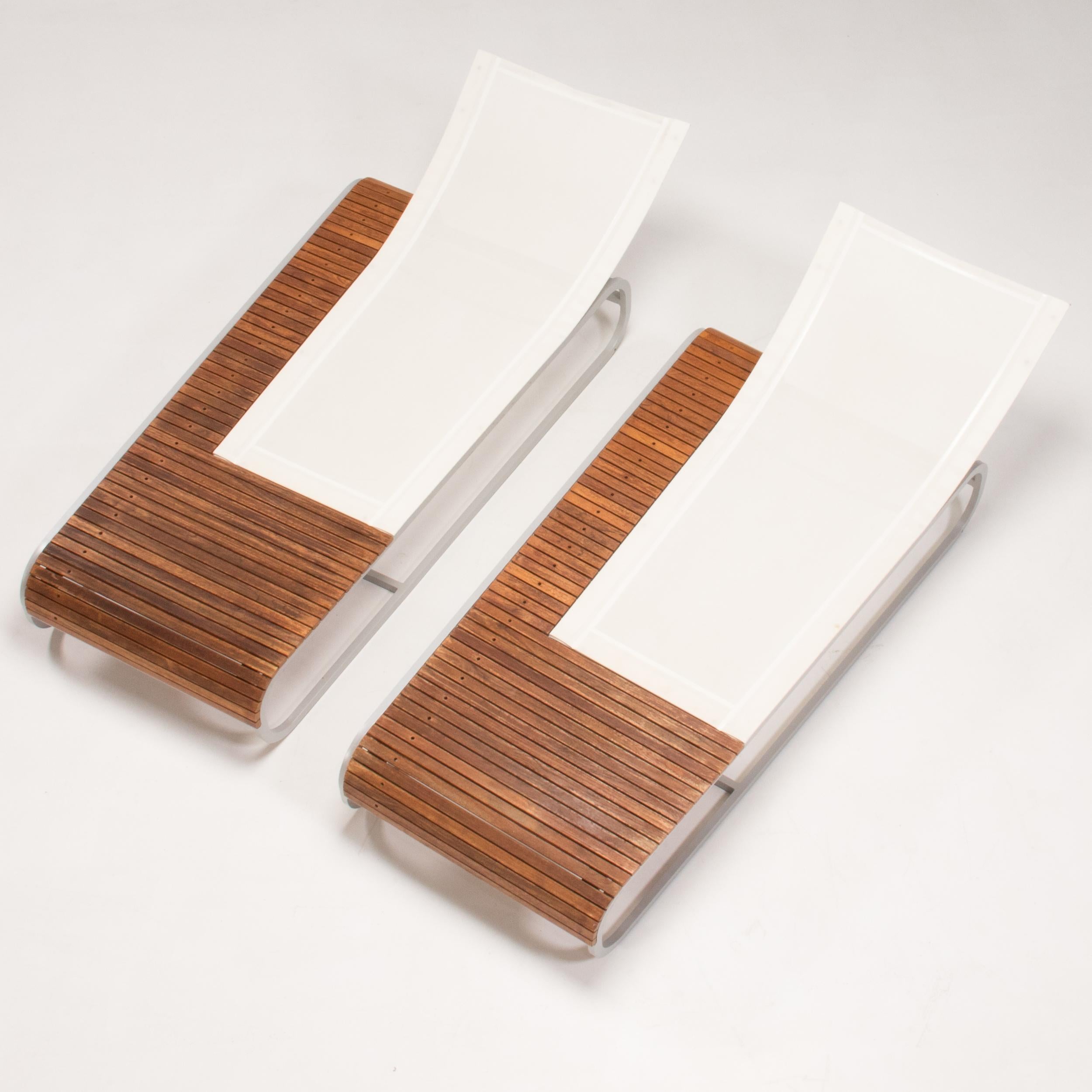 French EGO Paris by Thomas Sauvage White Tandem Sun Loungers, Set of 2