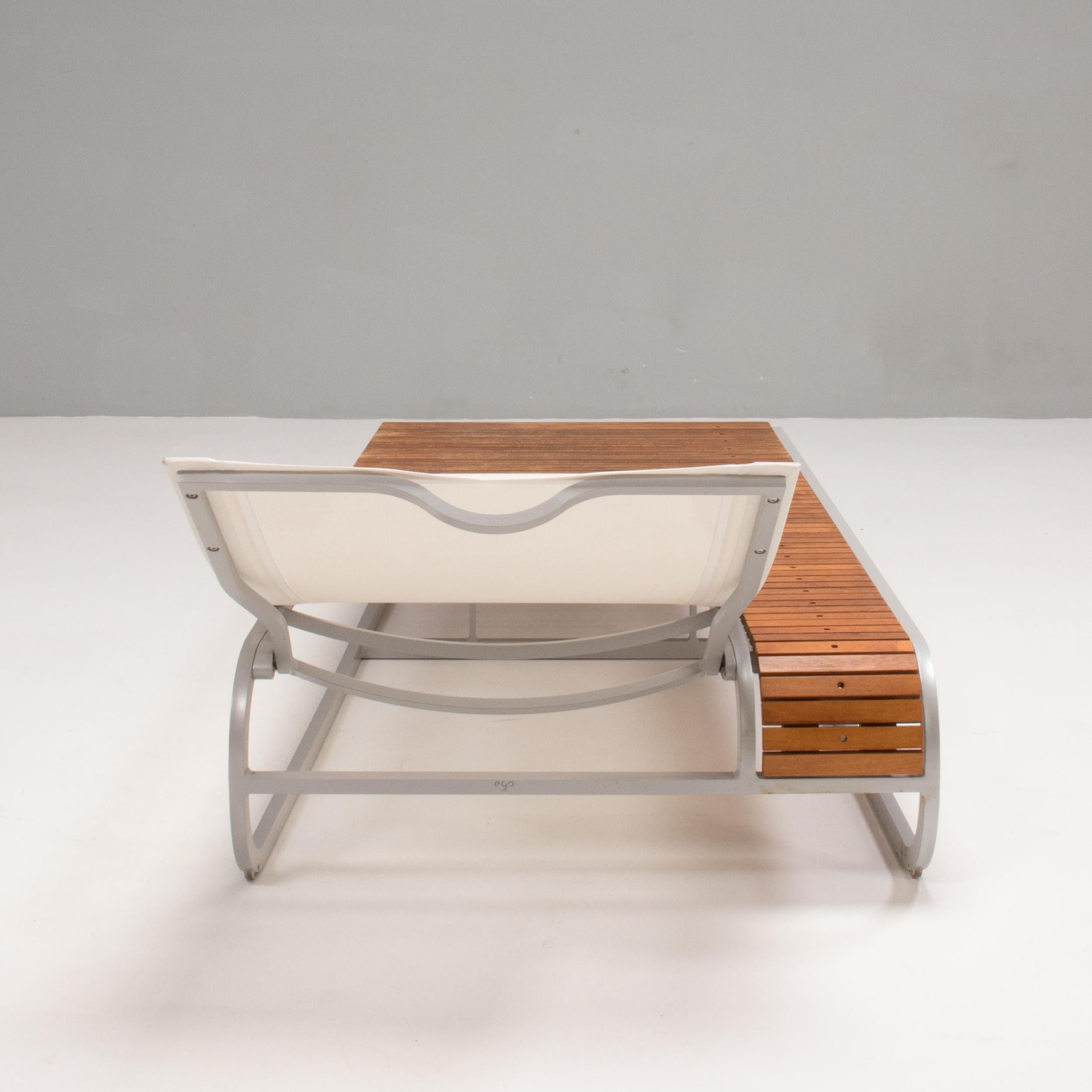 EGO Paris by Thomas Sauvage White Tandem Sun Loungers, Set of 2 In Good Condition In Basildon, London