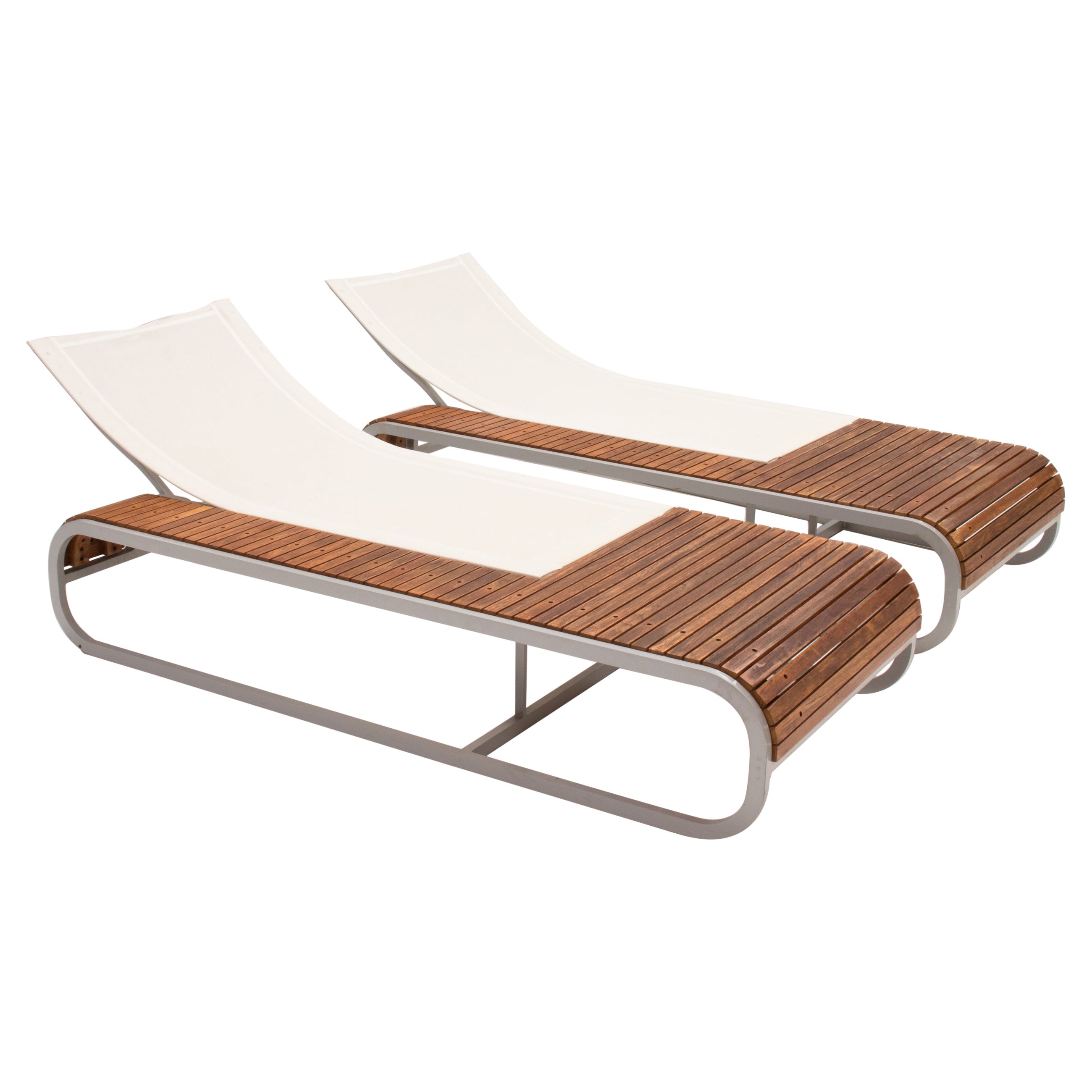 EGO Paris by Thomas Sauvage White Tandem Sun Loungers, Set of 2