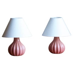 Ego Stengods, Fluted Table Lamps, Stoneware, Sweden, 1960s